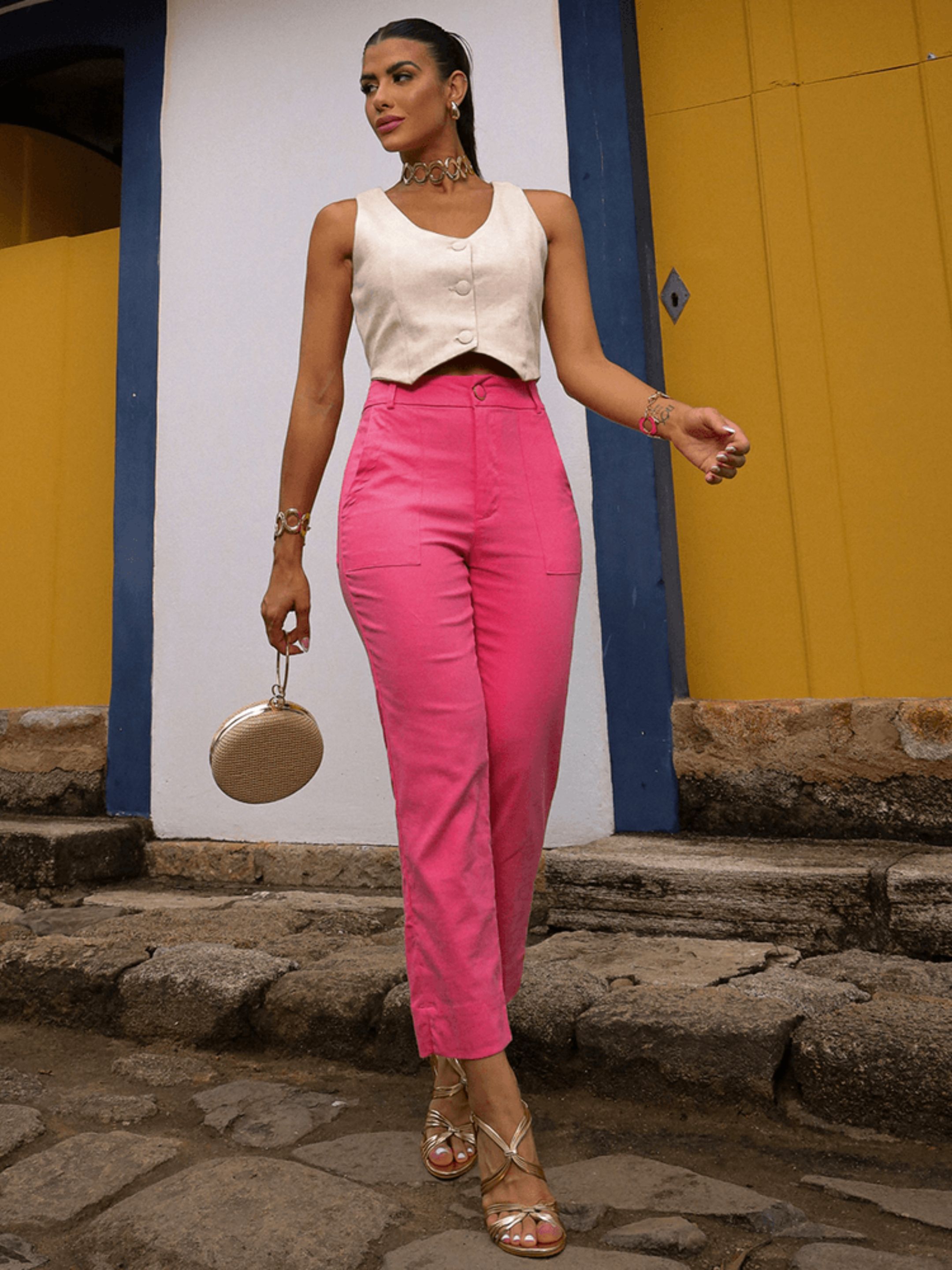 Calça Cropped Slim Alfaiataria... - SIENA JEANS 