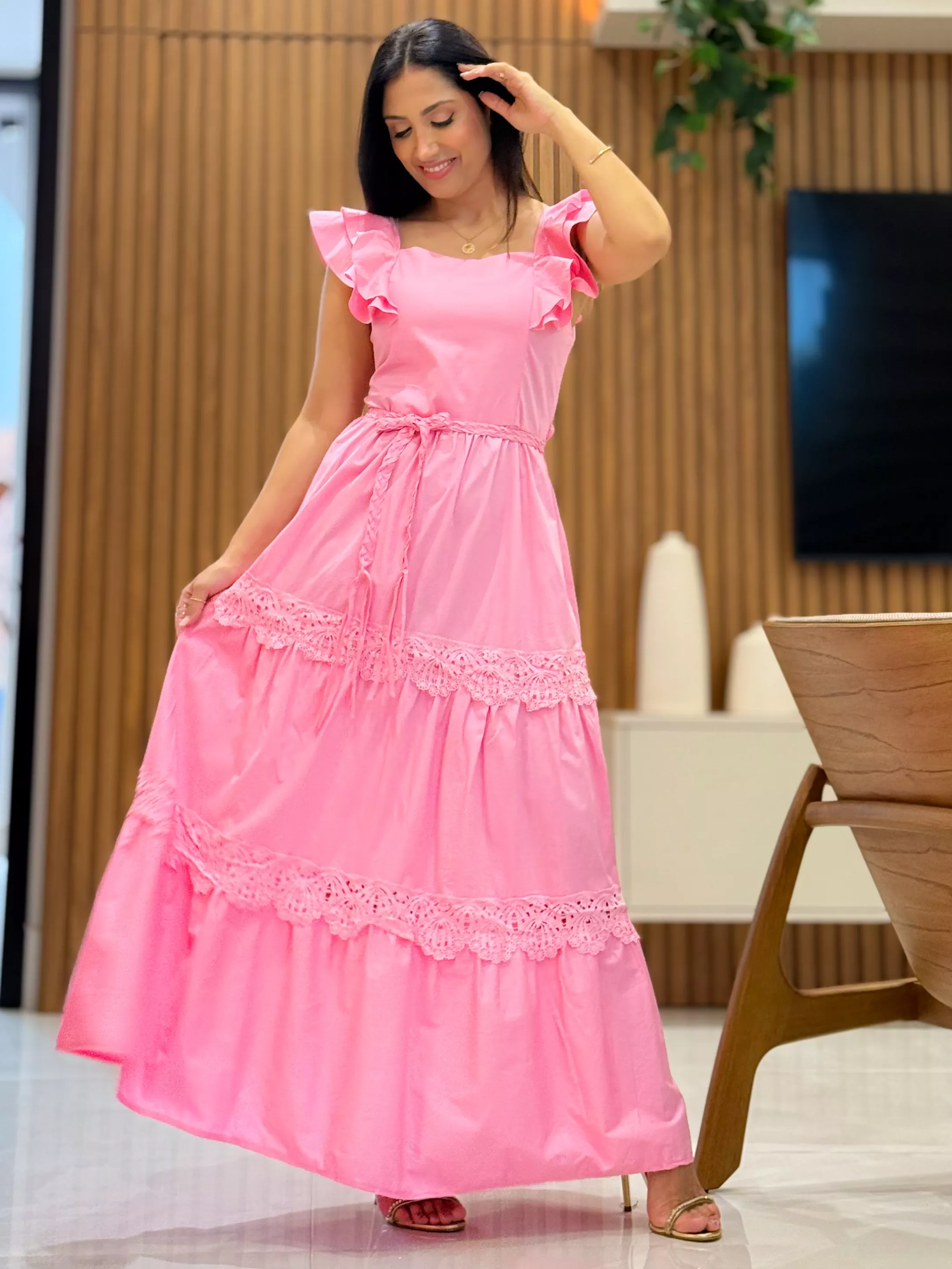 Vestido Barbara Rosa - Por Katia Vilar Moda Clássica 