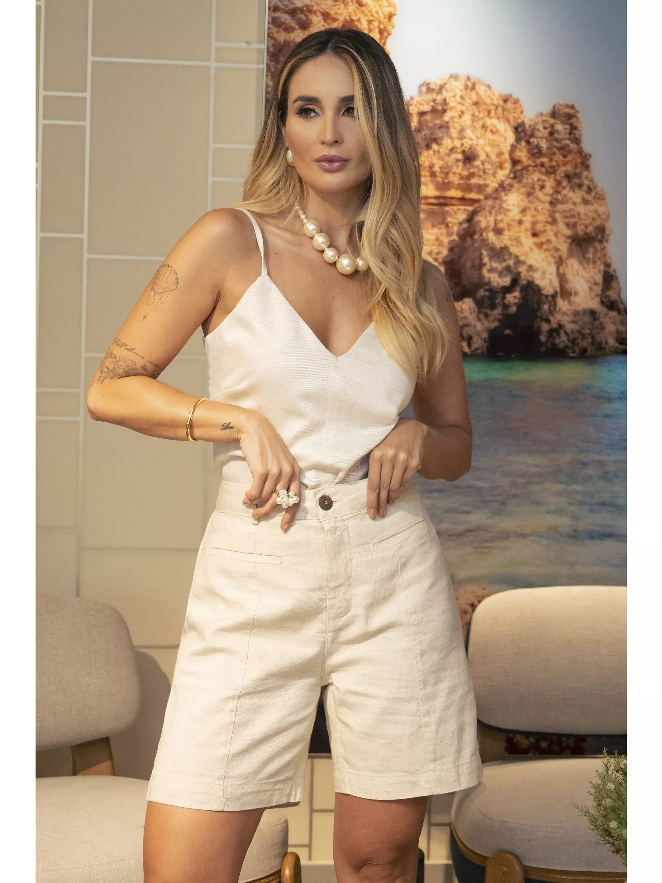 Bermuda Alfaiataria Linho - 19... - SIENA JEANS 