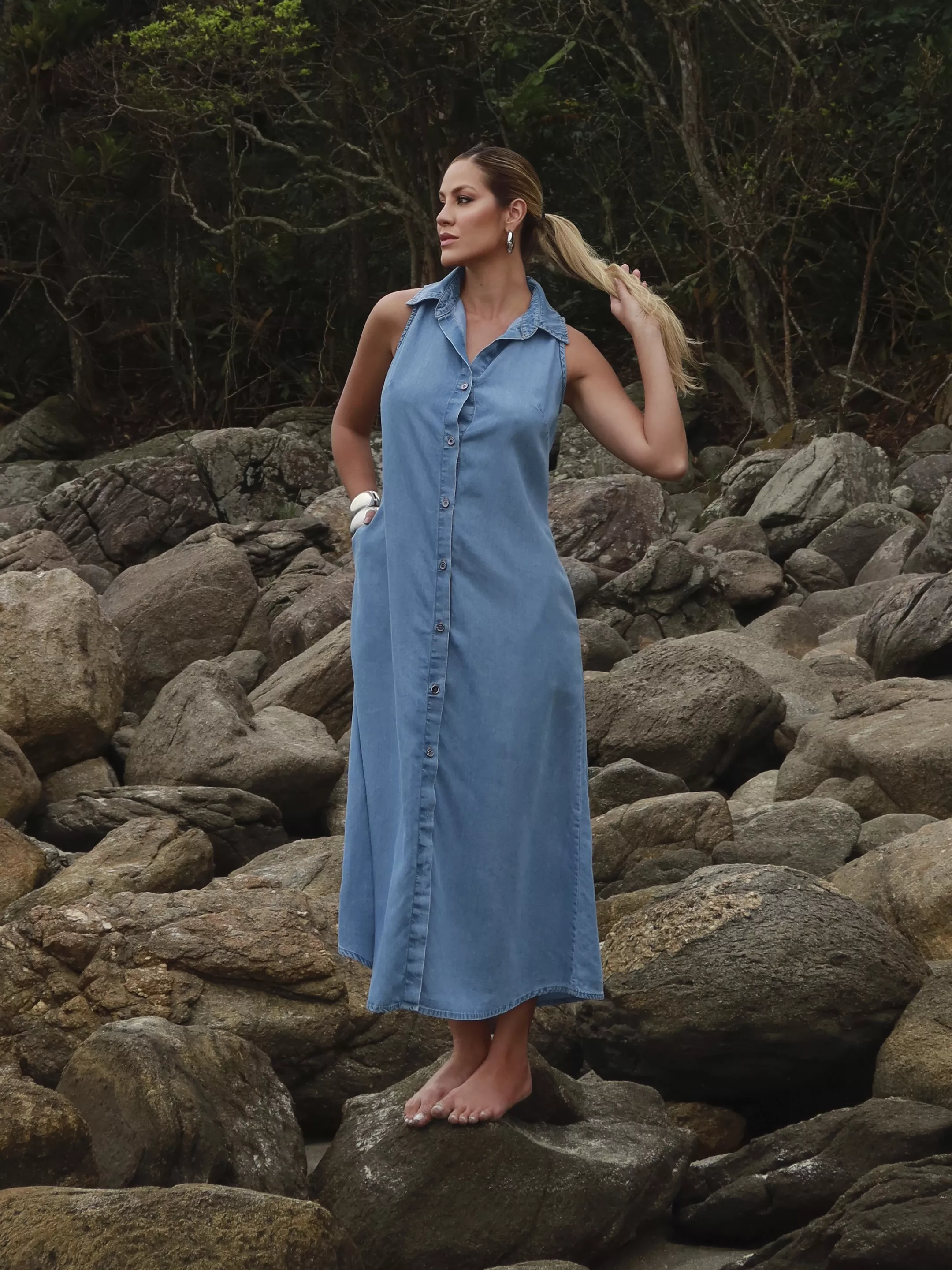 VESTIDO LONGO FLUIDO - 7007/36 - SIENA JEANS 