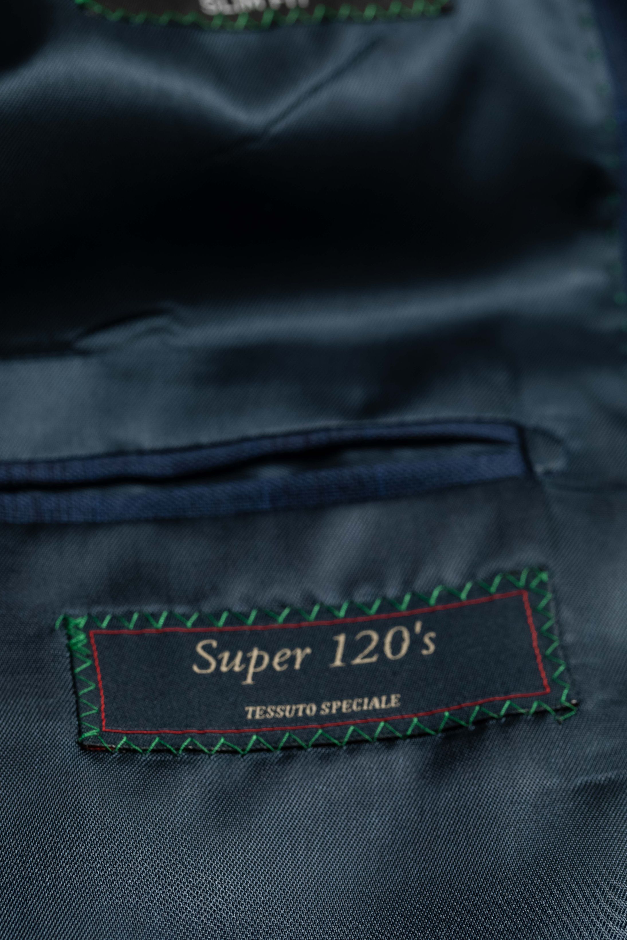 Blazer Slim Super 120 Window Pane Azul Marinho Escuro