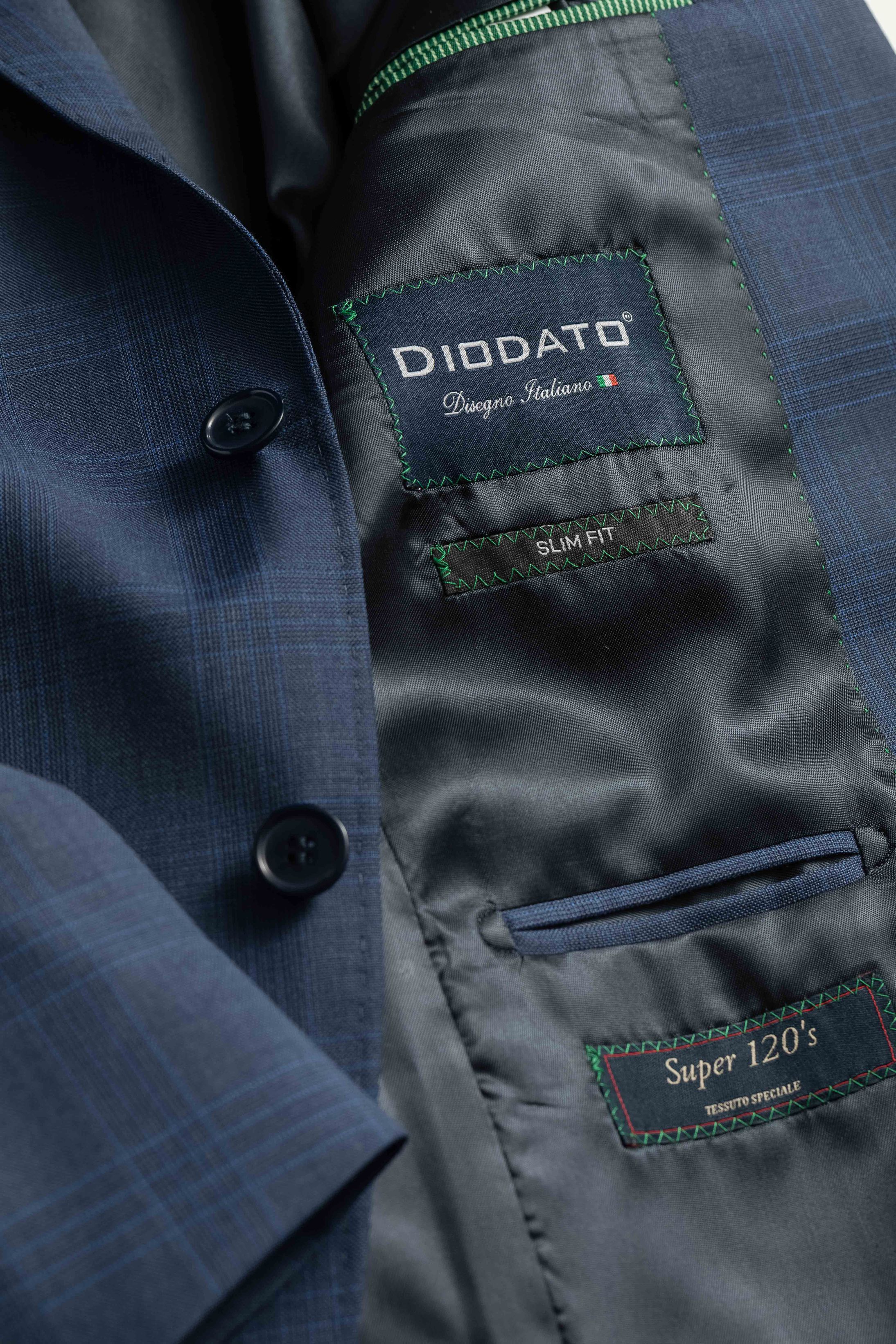 Blazer Slim Super 120 Window Pane Azul Médio 
