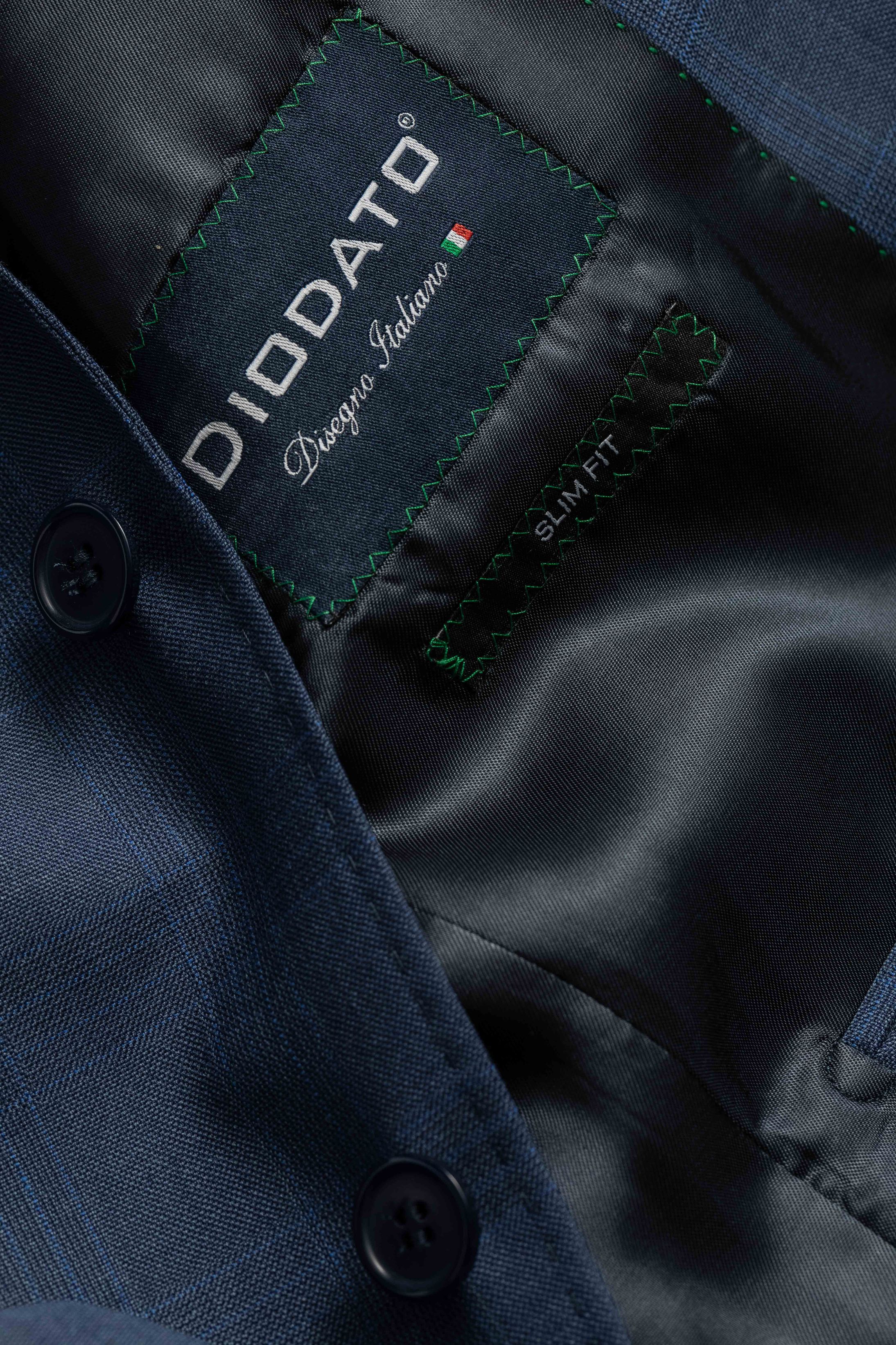 Blazer Slim Super 120 Window Pane Azul Médio 