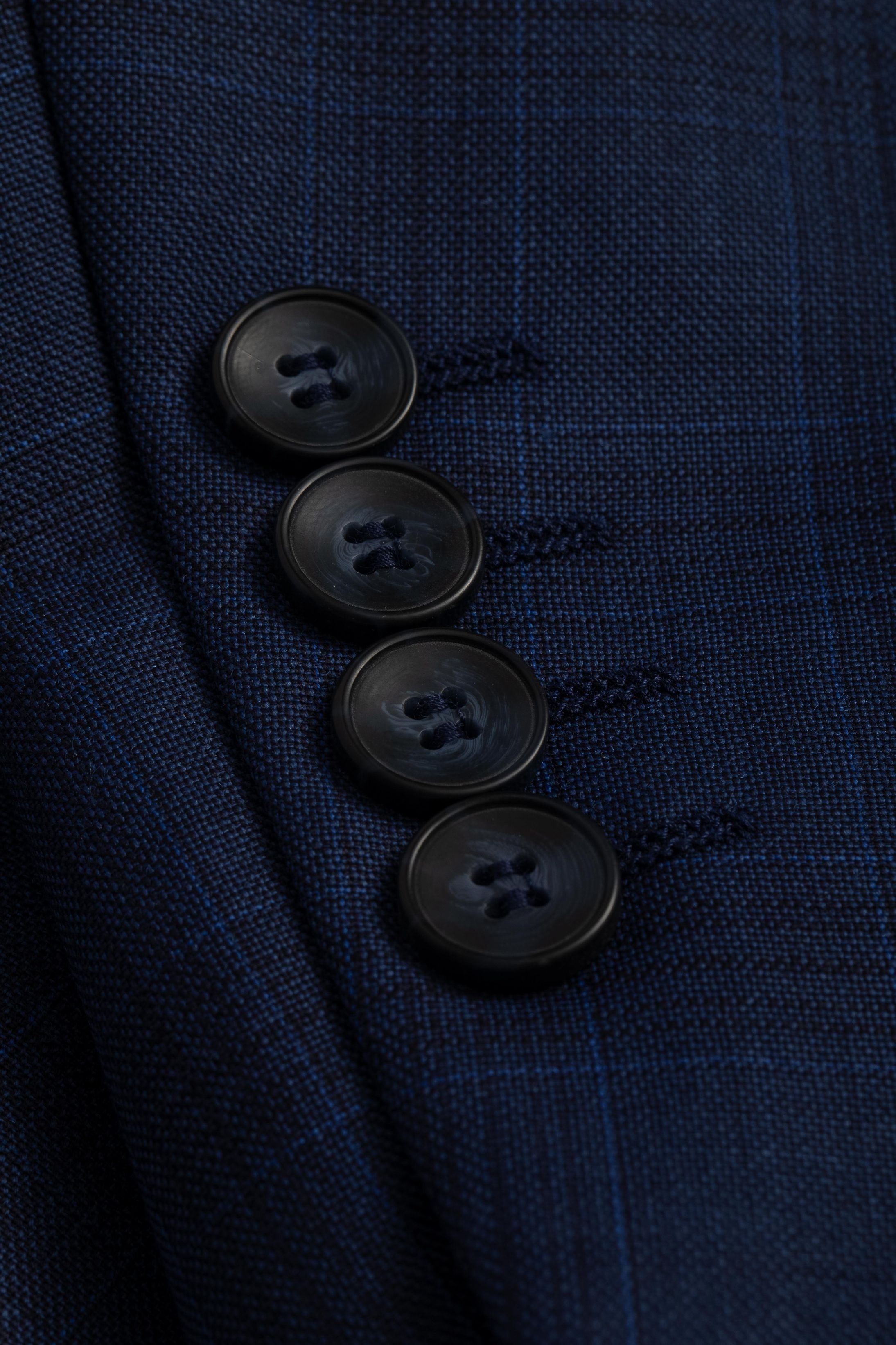 Blazer Slim Super 120 Window Pane Azul Médio - Diodato Alfaiataria