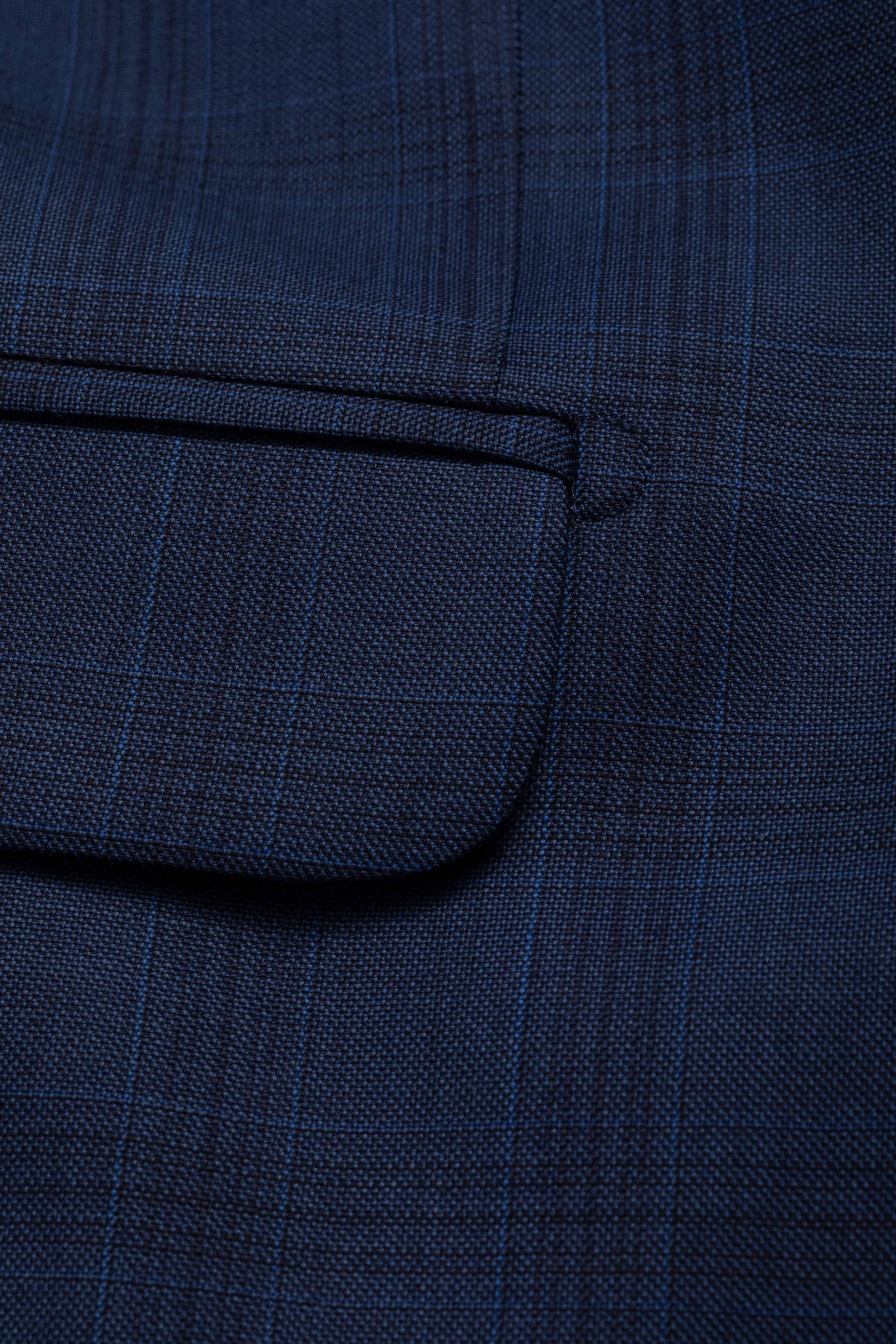 Blazer Slim Super 120 Window Pane Azul Médio 