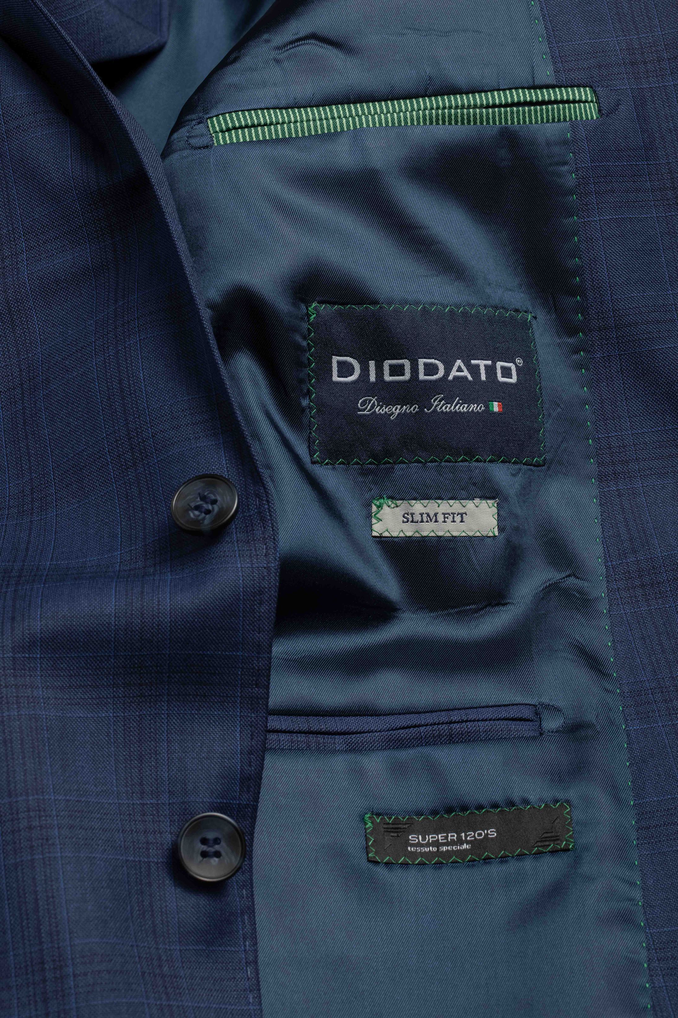 Blazer Slim Super 120 Window Pane Azul Médio 