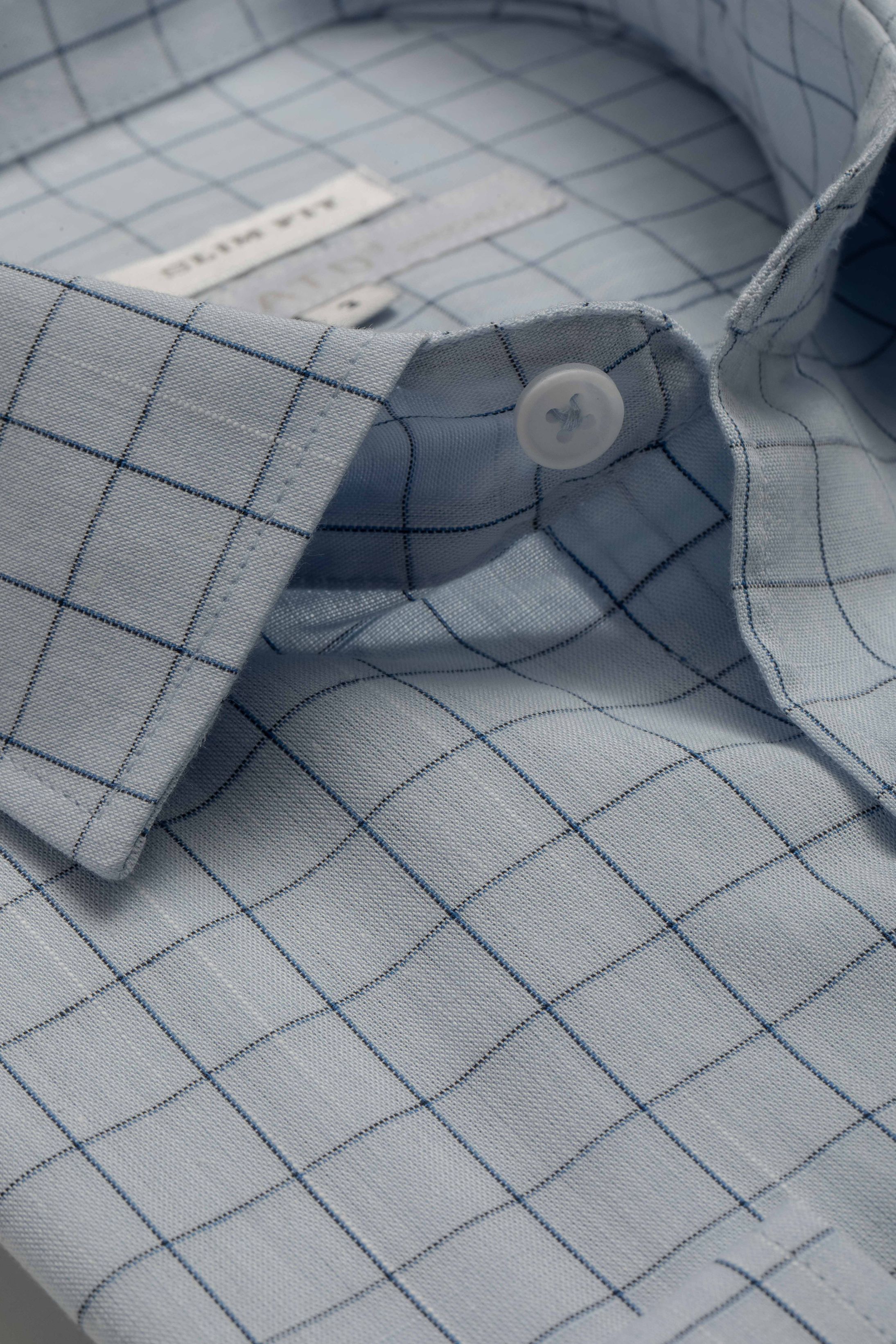 Camisa Manga Longa Slim fit Quadriculada Azul - Diodato Alfaiataria