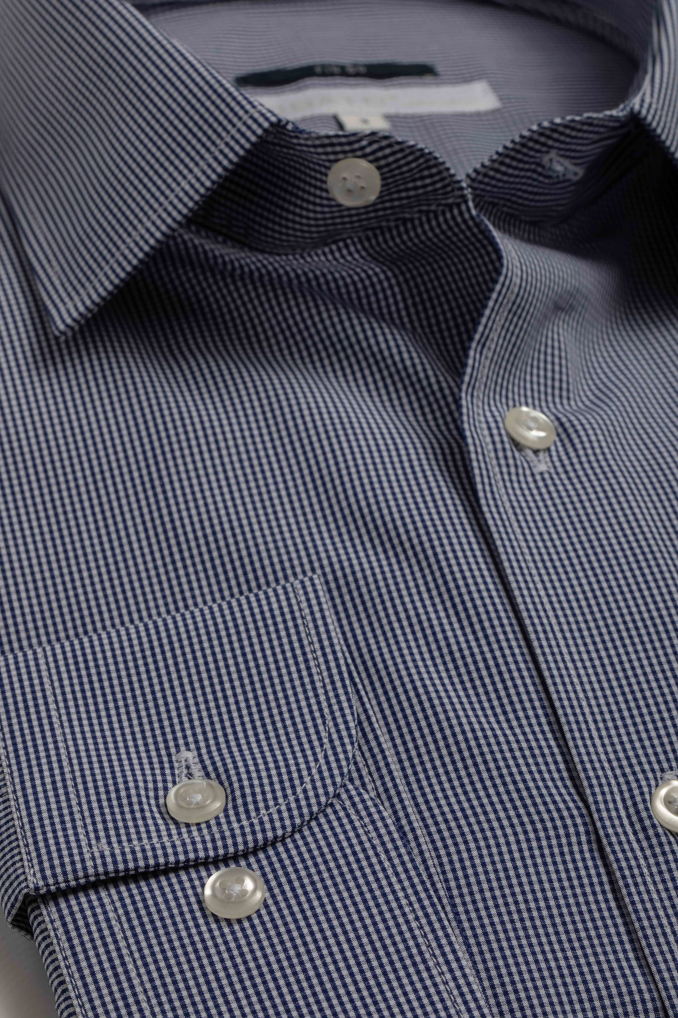 Camisa Manga Longa Slim fit Quadriculada Marinho - Diodato Alfaiataria