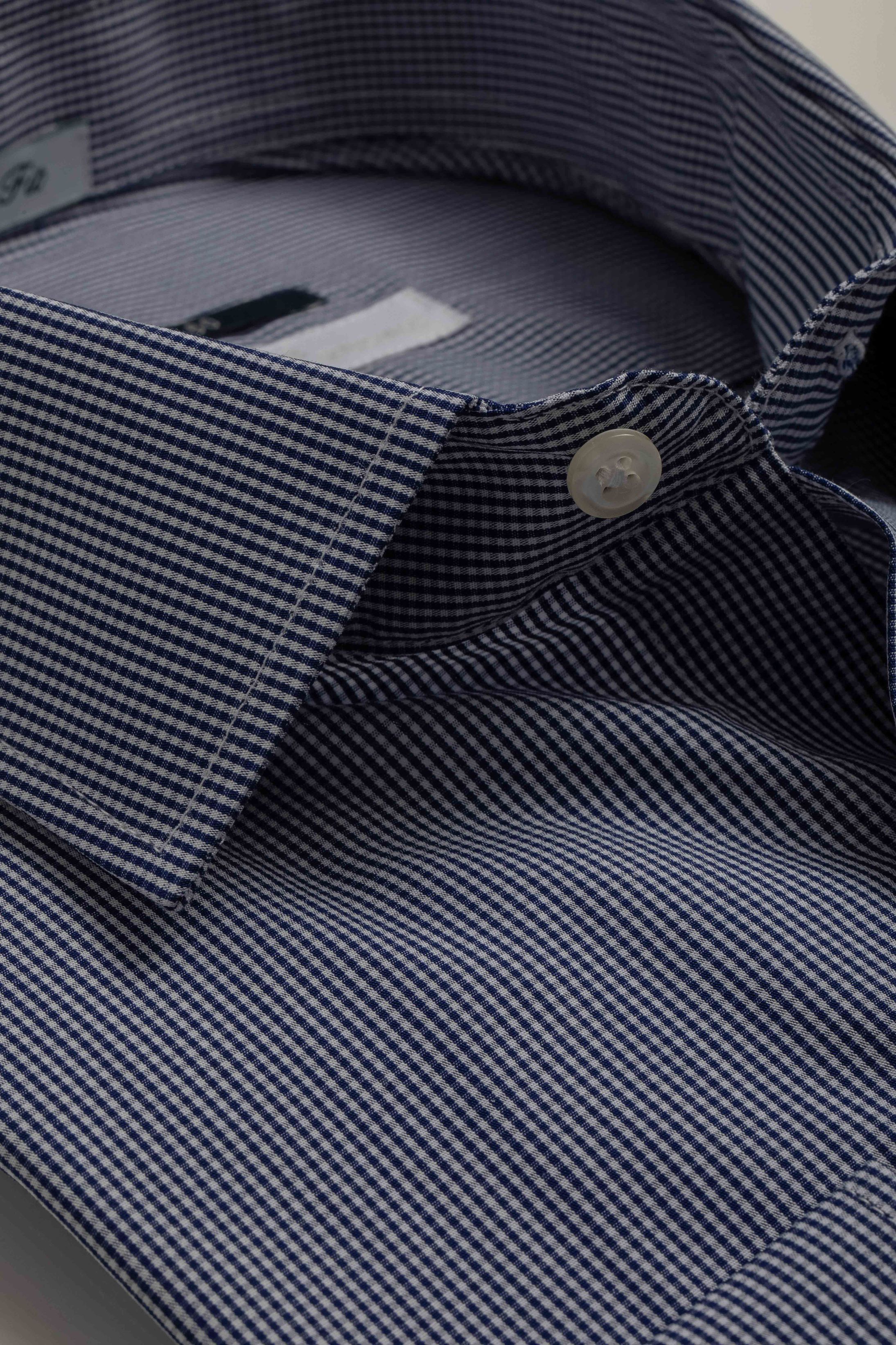 Camisa Manga Longa Slim fit Quadriculada Marinho