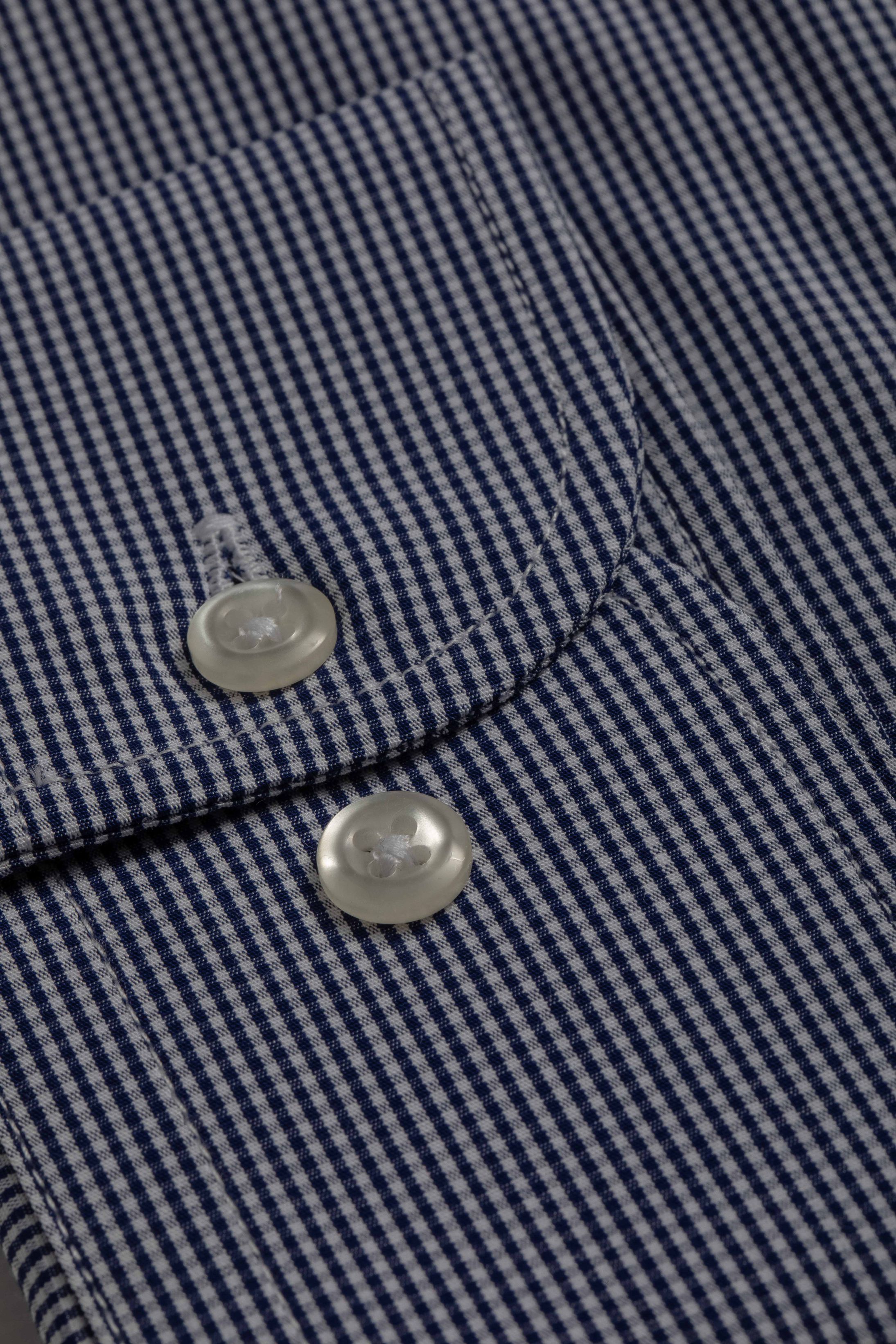 Camisa Manga Longa Slim fit Quadriculada Marinho