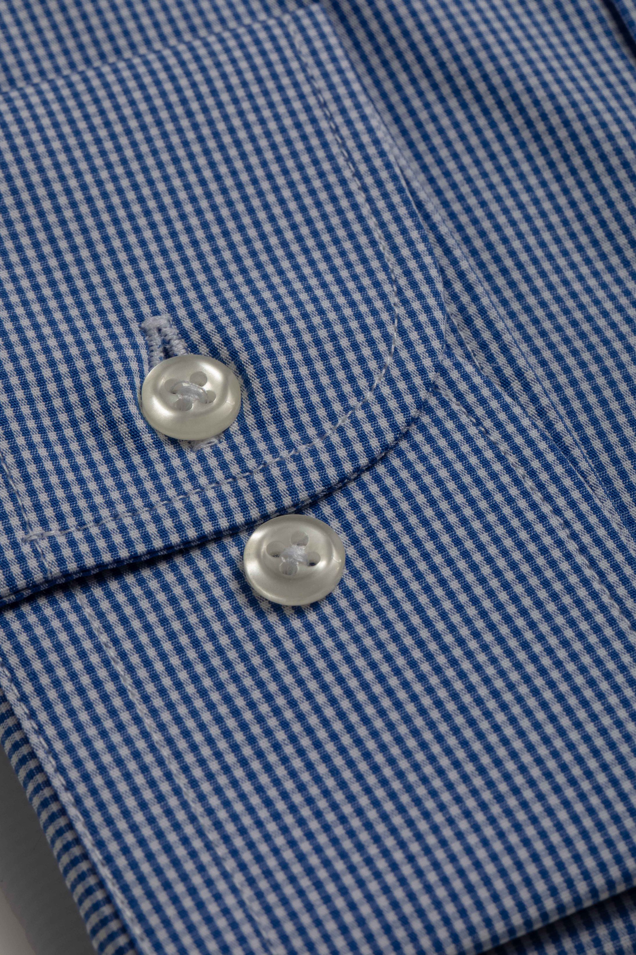 Camisa Manga Longa Slim fit Quadriculada Azul