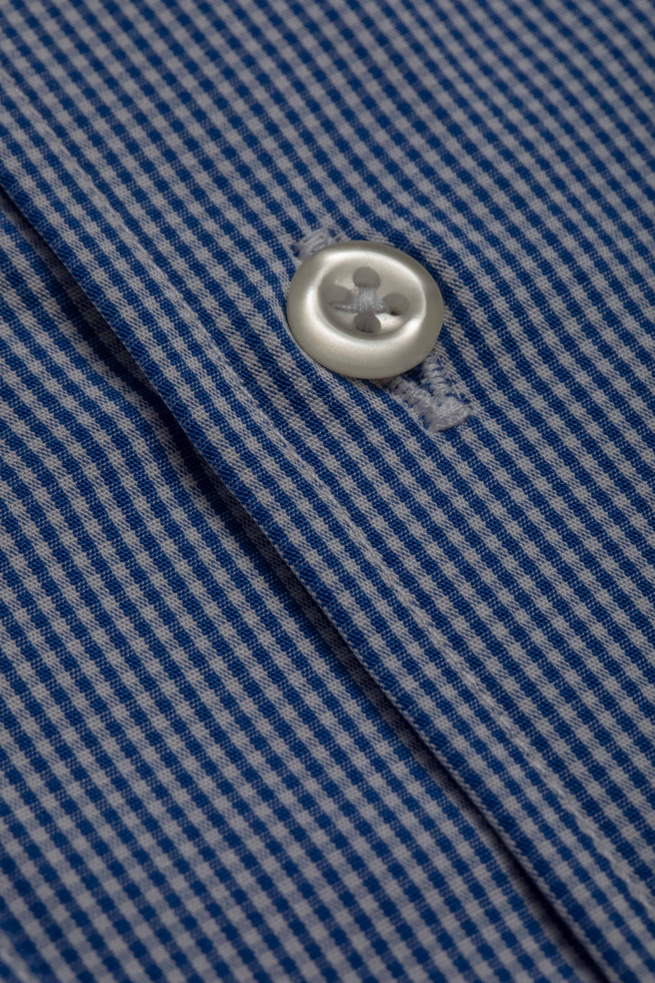 Camisa Manga Longa Slim fit Quadriculada Azul