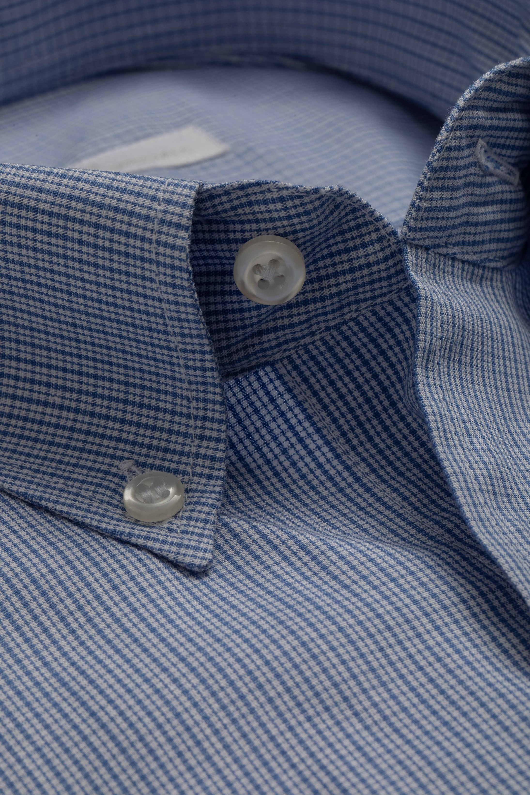 Camisa Manga Longa Regular Azul Quadriculada - Diodato Alfaiataria