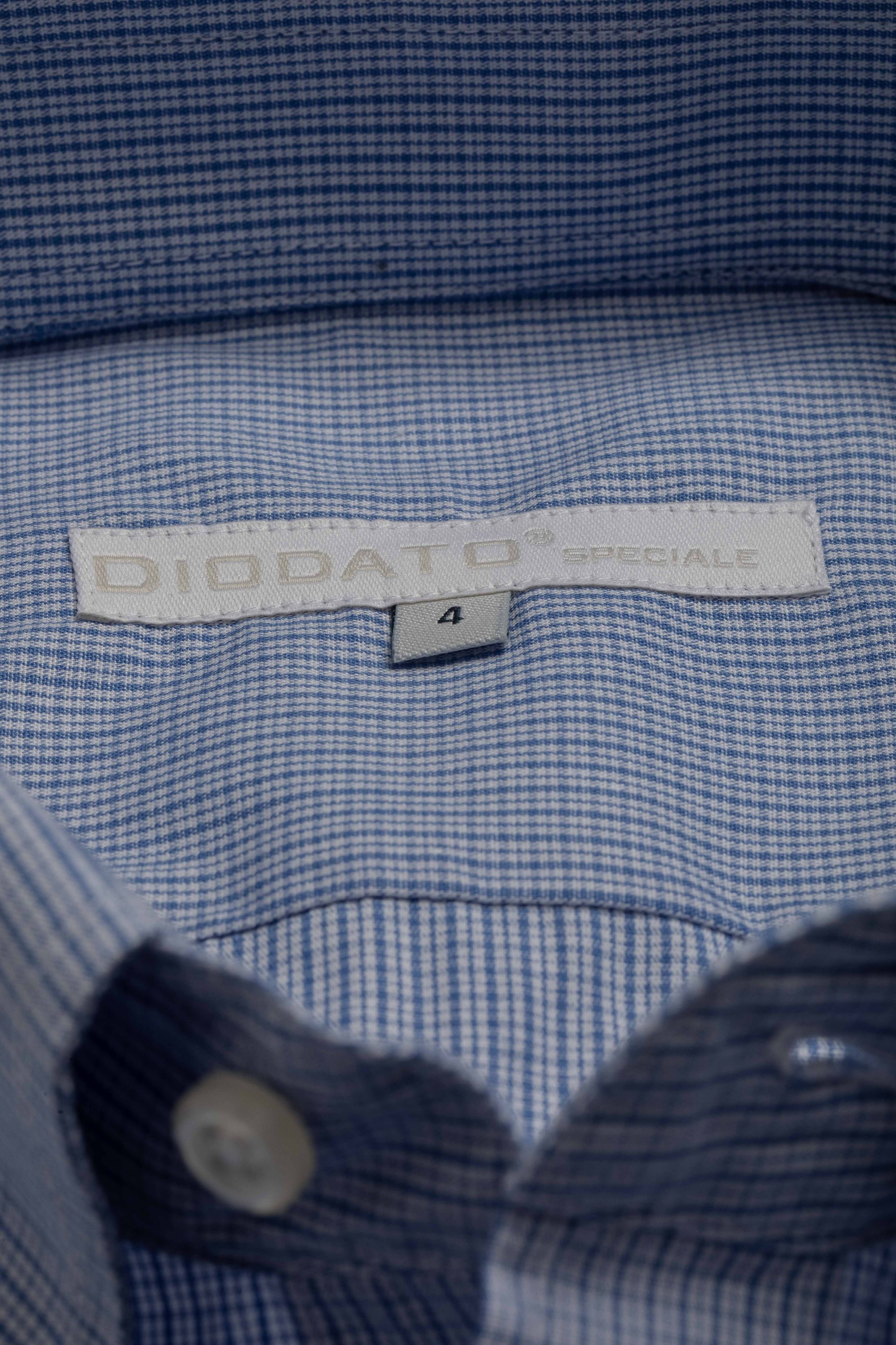 Camisa Manga Longa Regular Azul Quadriculada