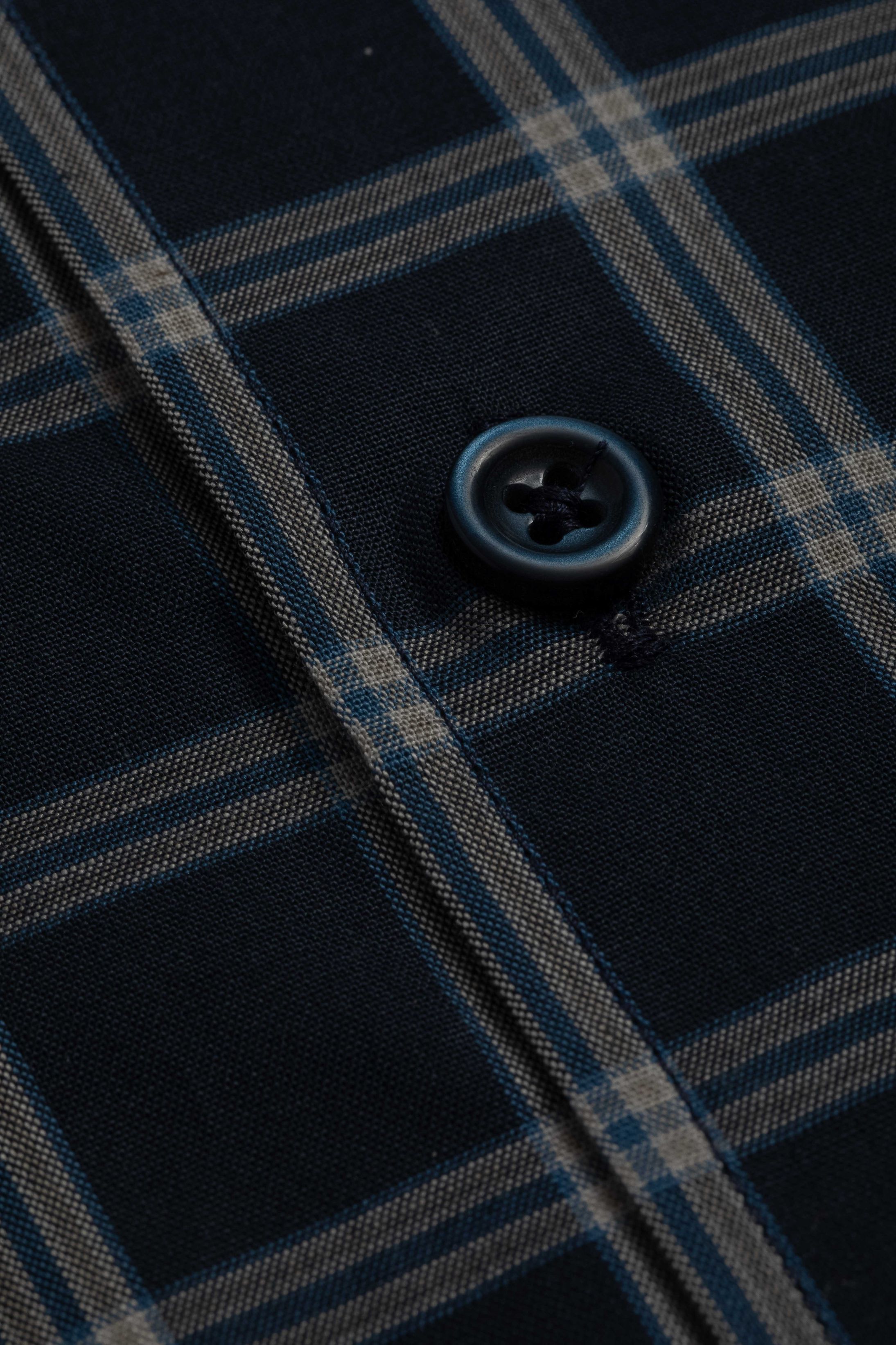 Camisa Manga Longa Slim fit Xadrez Marinho
