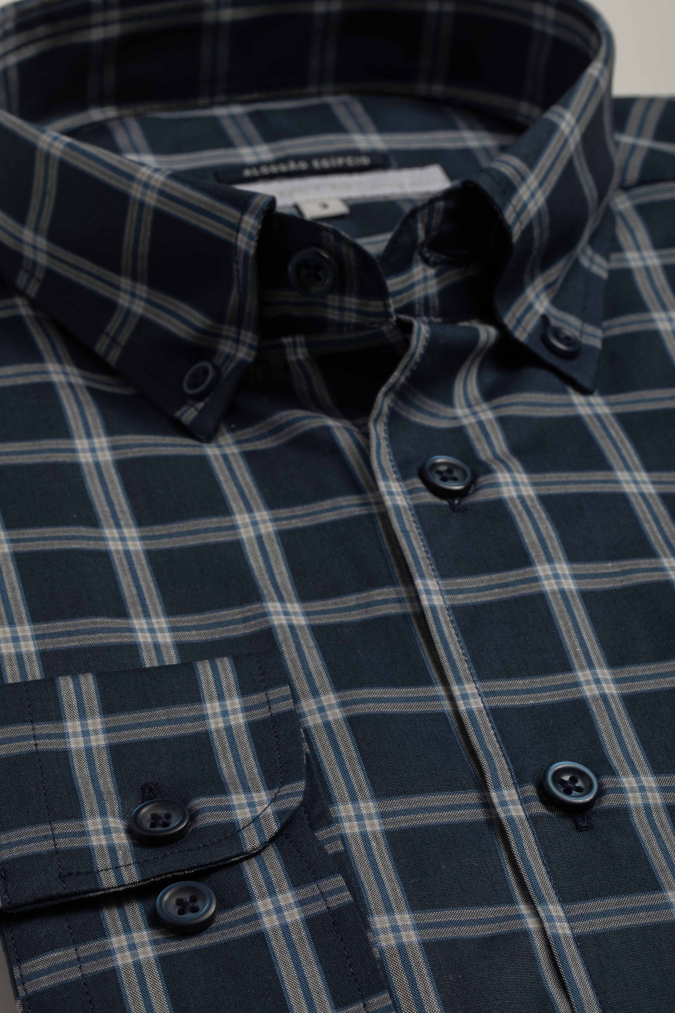Camisa Manga Longa Regular Xadrez Marinho