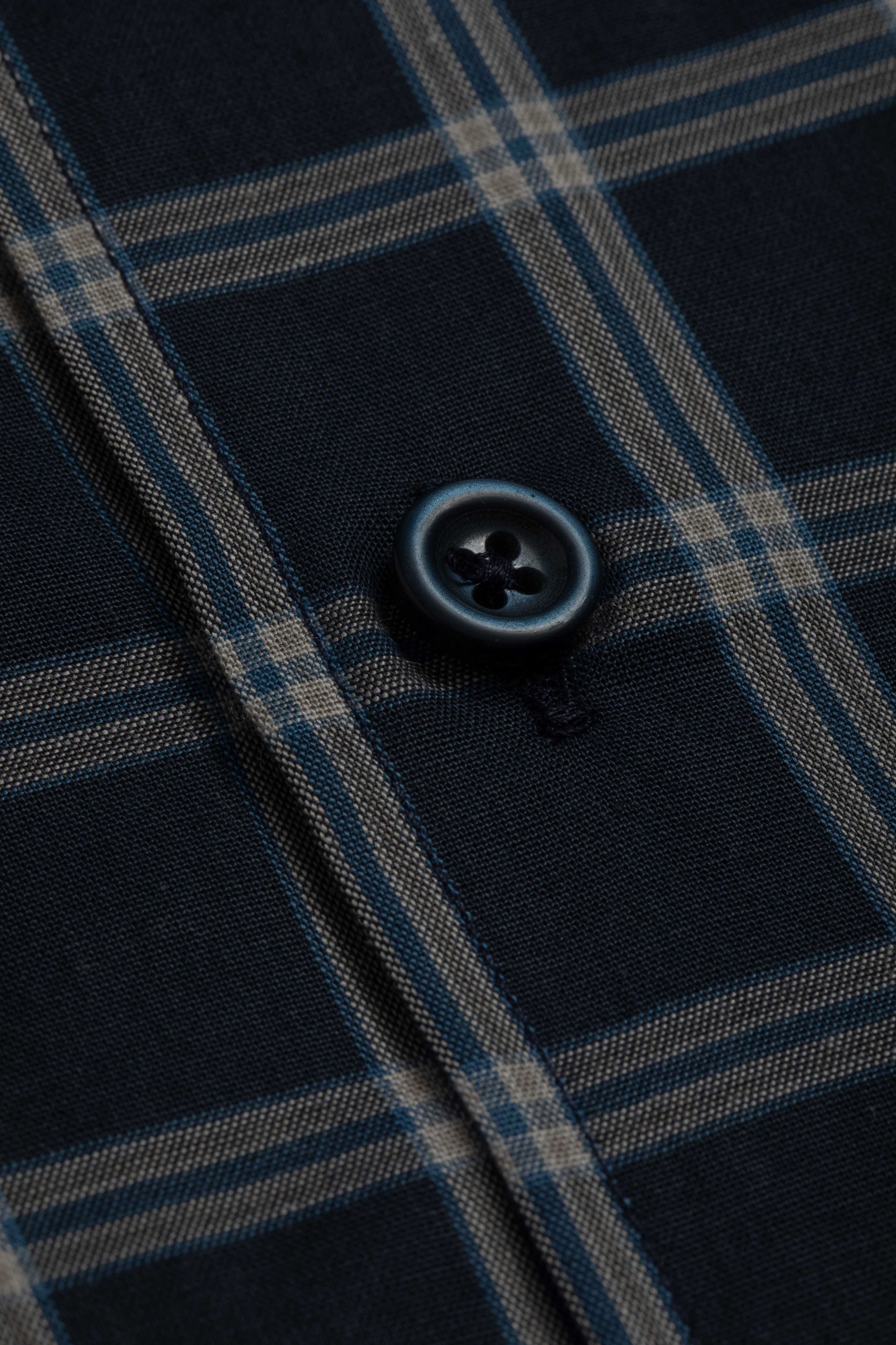 Camisa Manga Longa Regular Xadrez Marinho