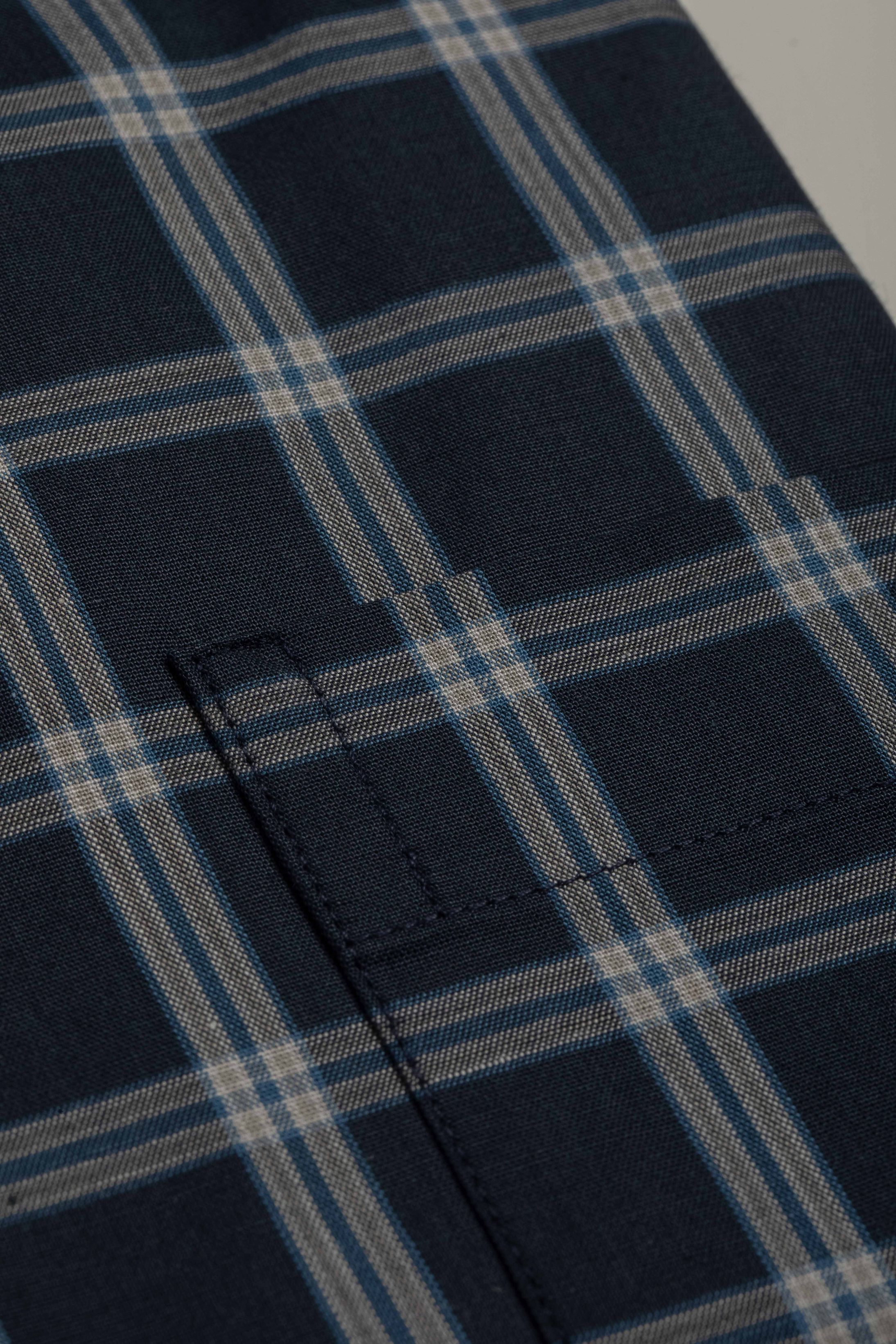Camisa Manga Longa Regular Xadrez Marinho