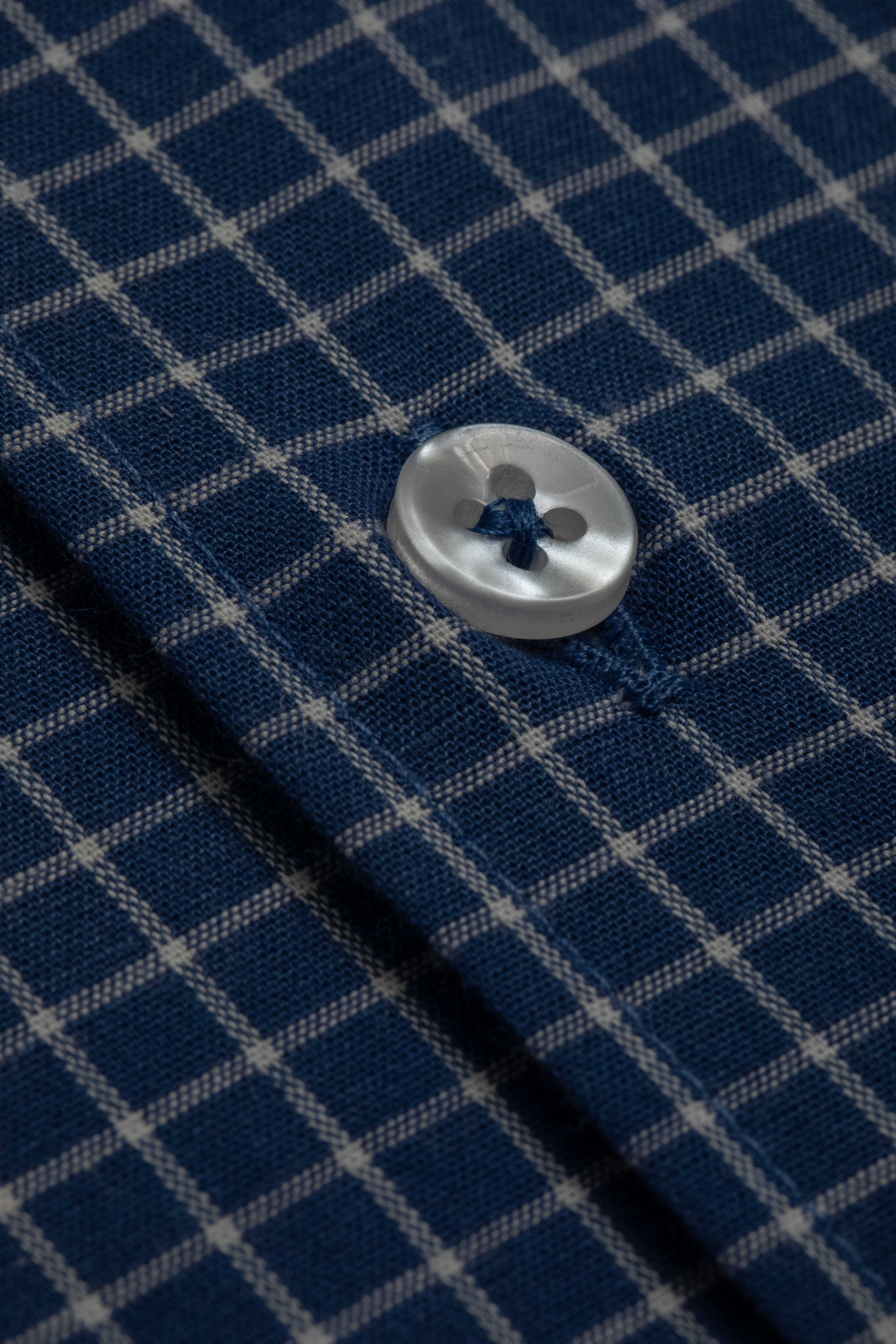 Camisa Manga Longa Regular Quadriculada Azul