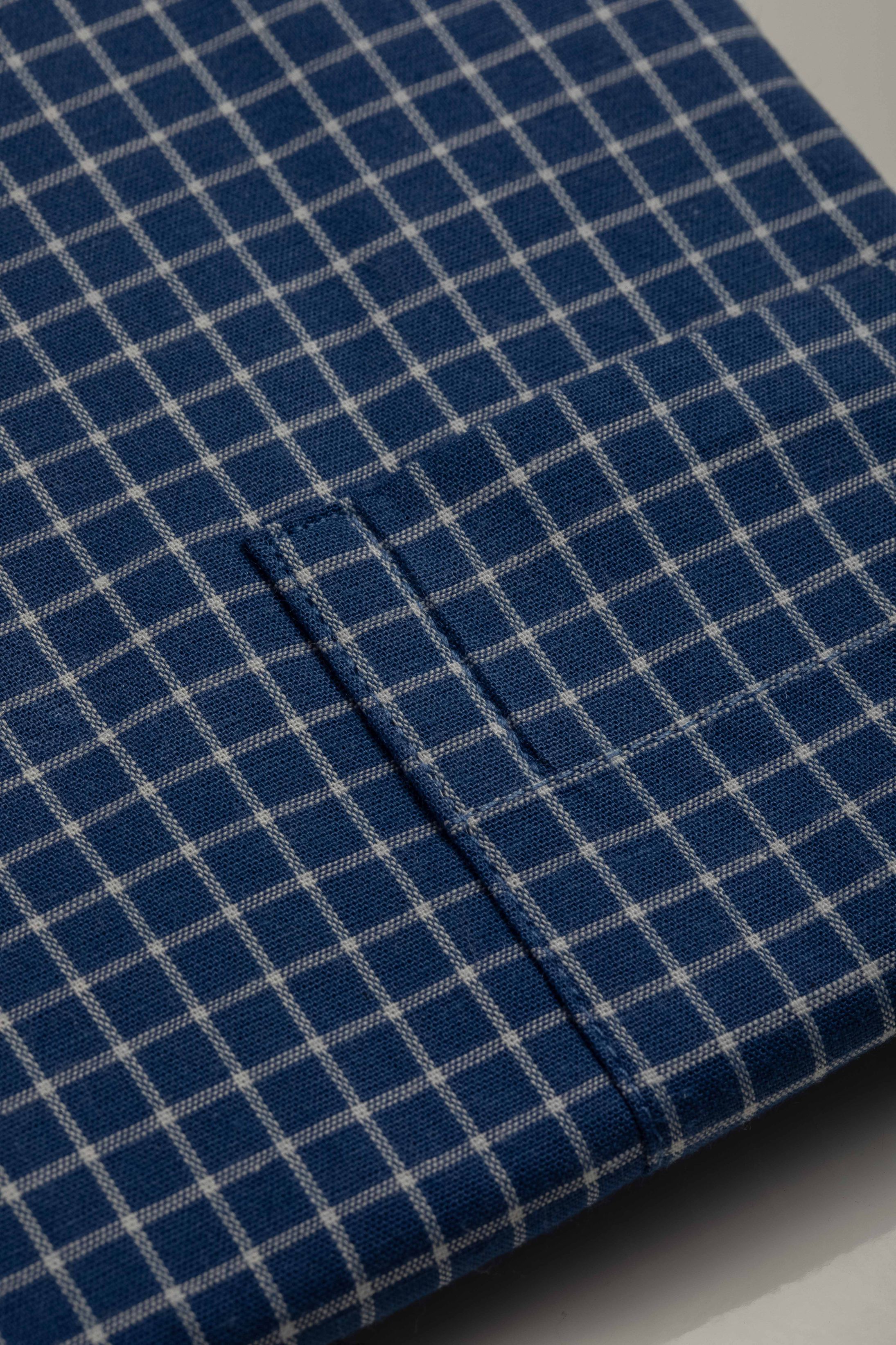 Camisa Manga Longa Regular Quadriculada Azul