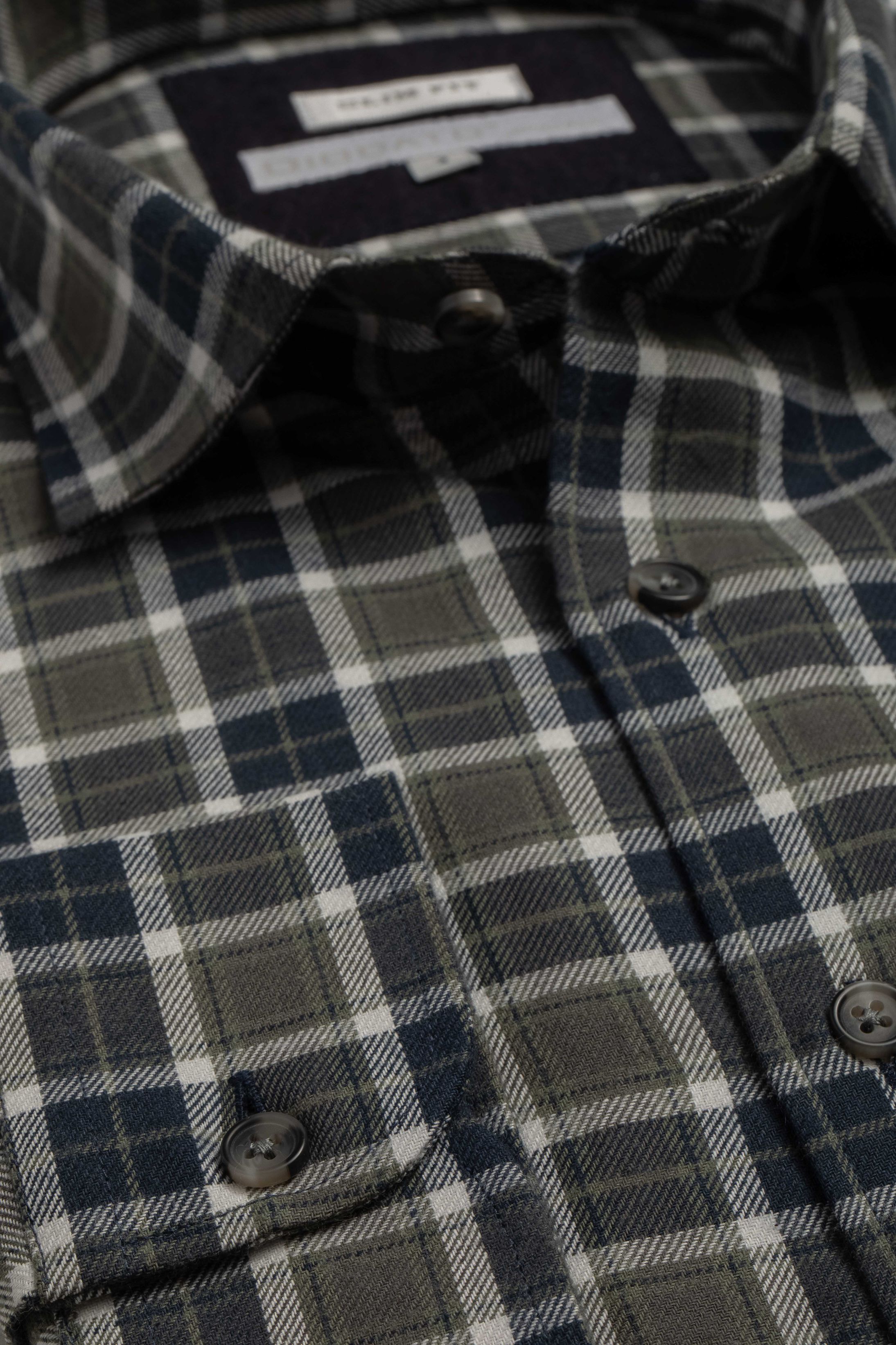 Camisa Manga Longa Slim fit Xadrez Verde Marinho