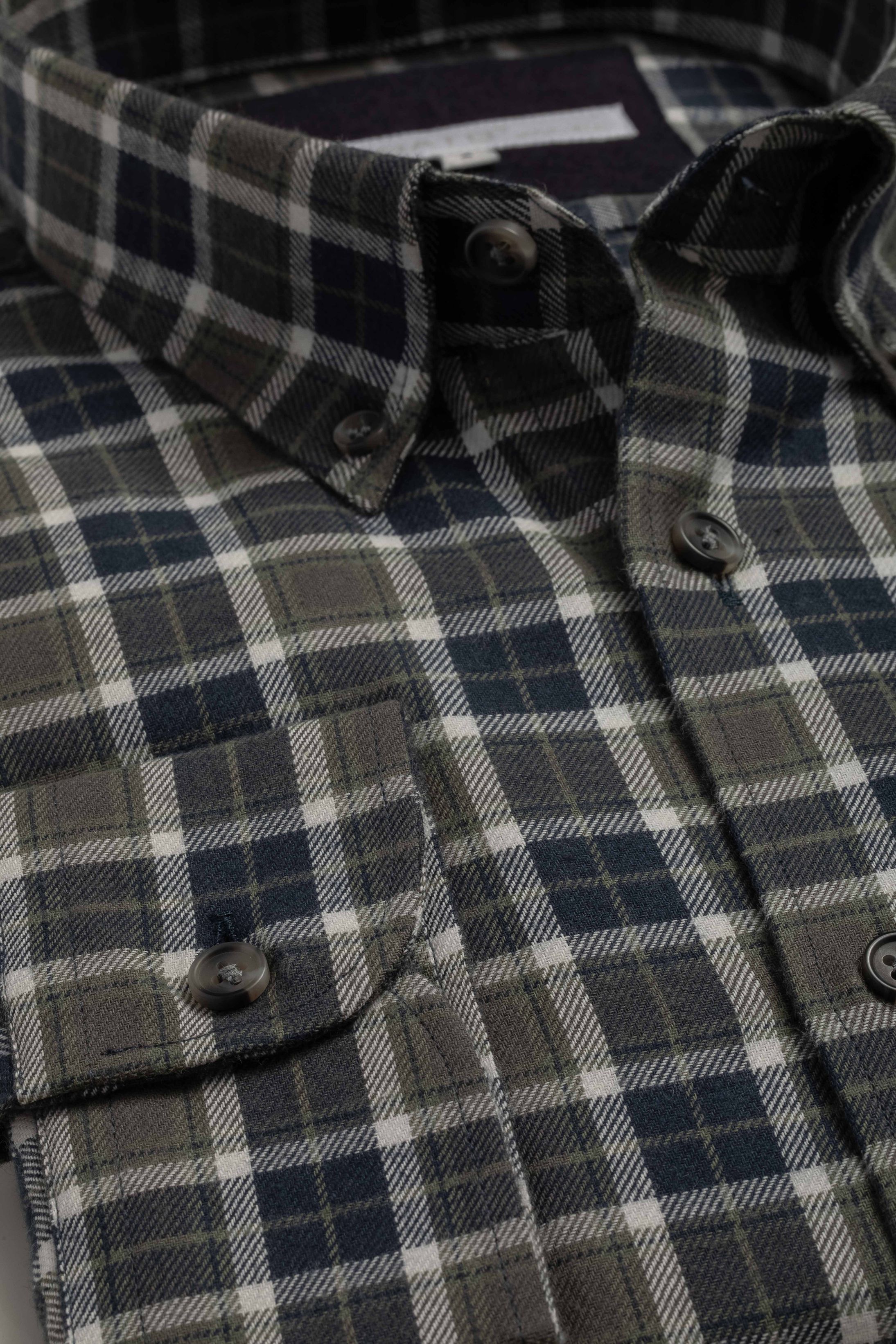 Camisa Manga Longa Regular Xadrez Verde Marinho