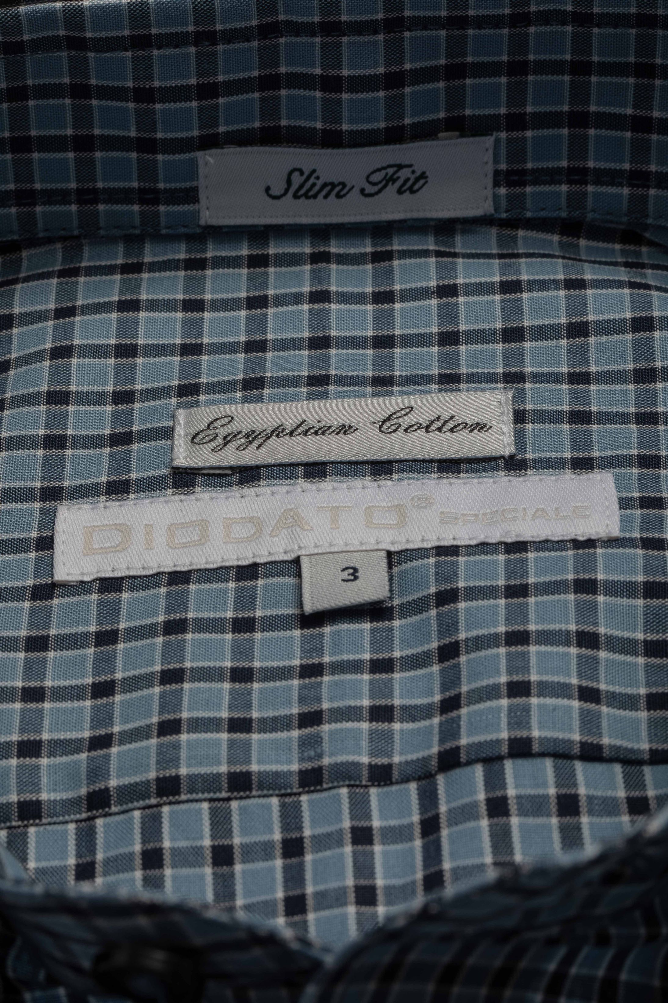 Camisa Manga Longa Slim fit Azul Quadriculado Marinho