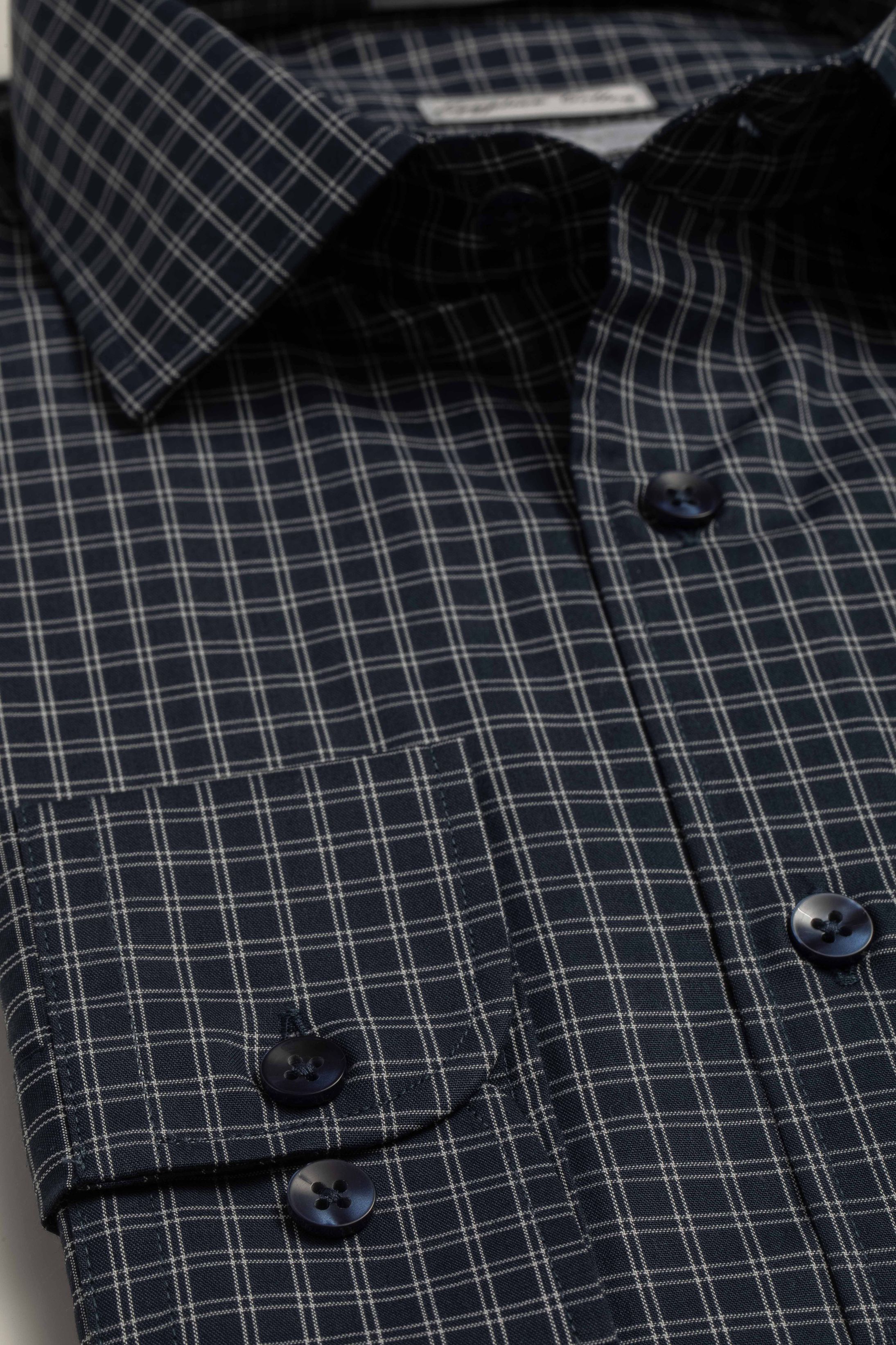 Camisa Manga Longa Slim fit Quadriculado Marinho