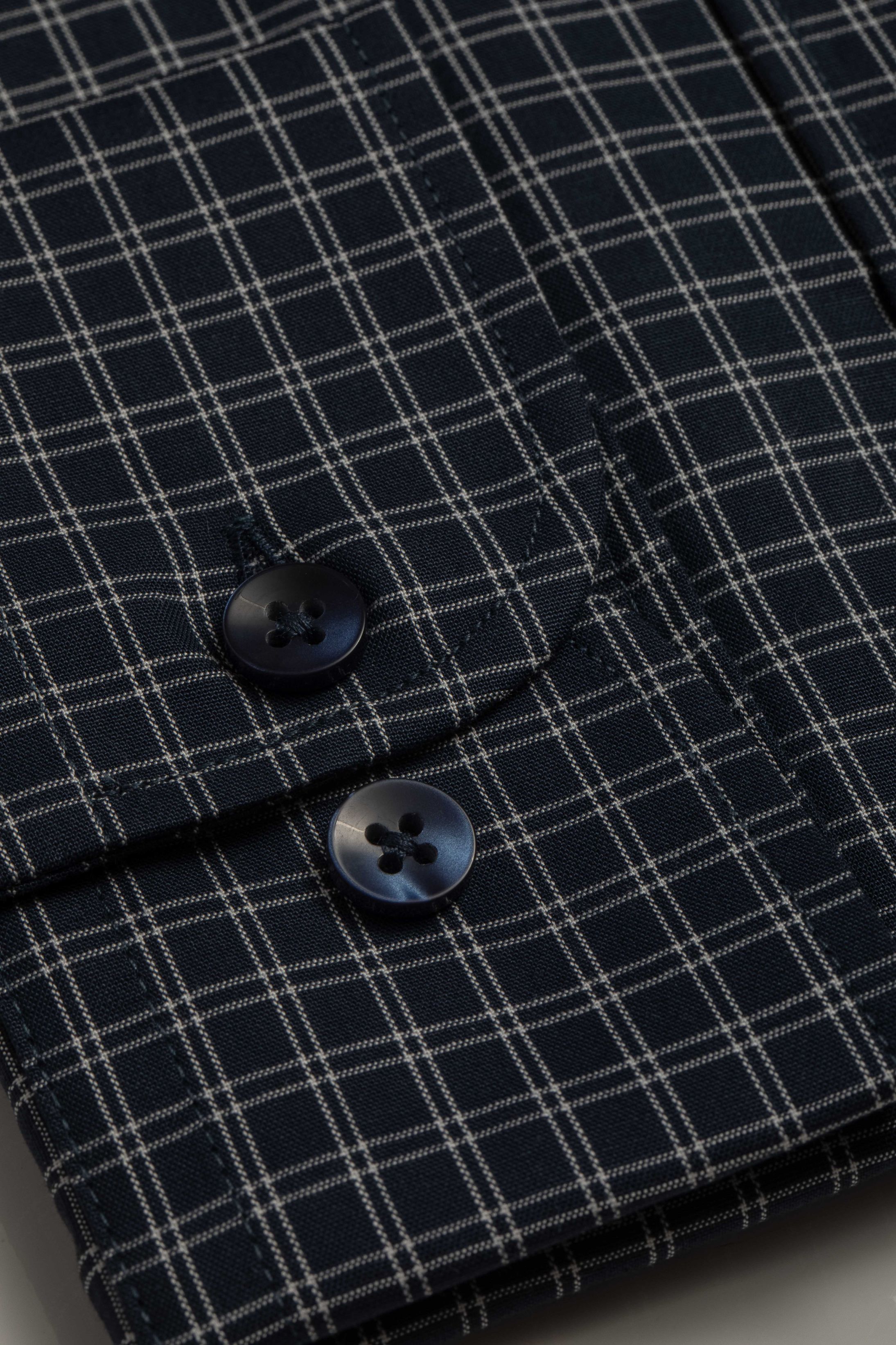 Camisa Manga Longa Slim fit Quadriculado Marinho