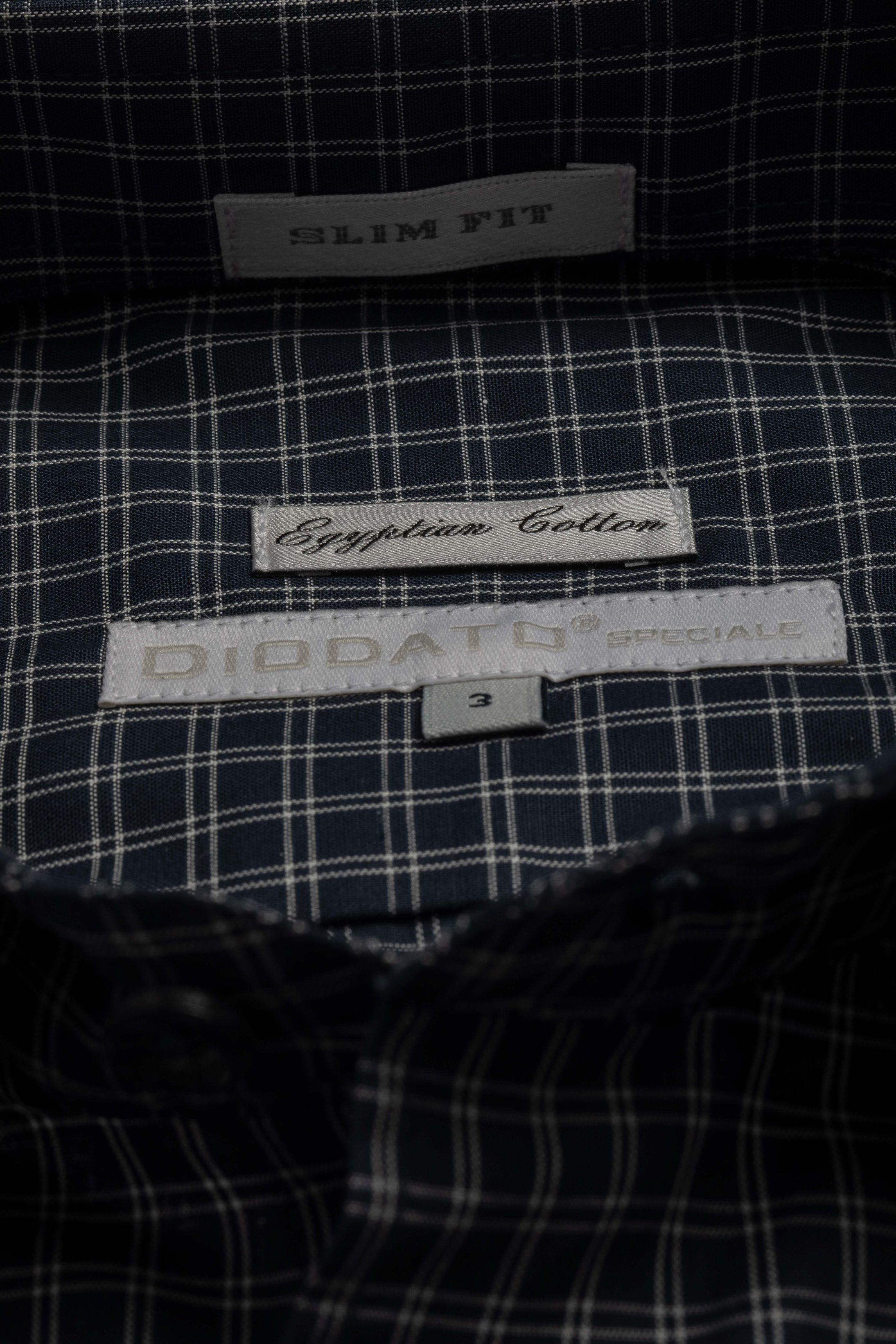 Camisa Manga Longa Slim fit Quadriculado Marinho