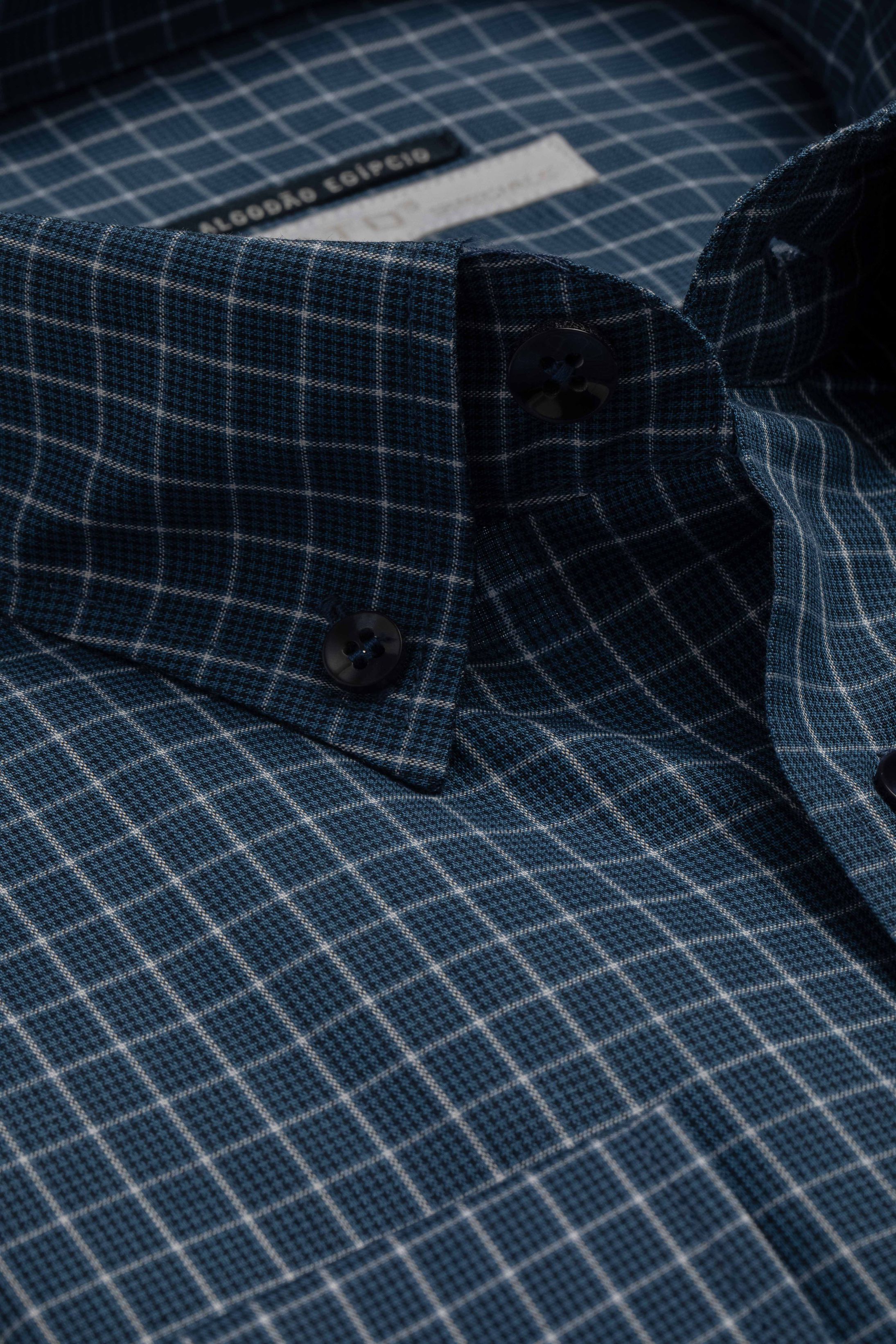 Camisa Manga Longa Regular Quadriculado Marinho - Diodato Alfaiataria