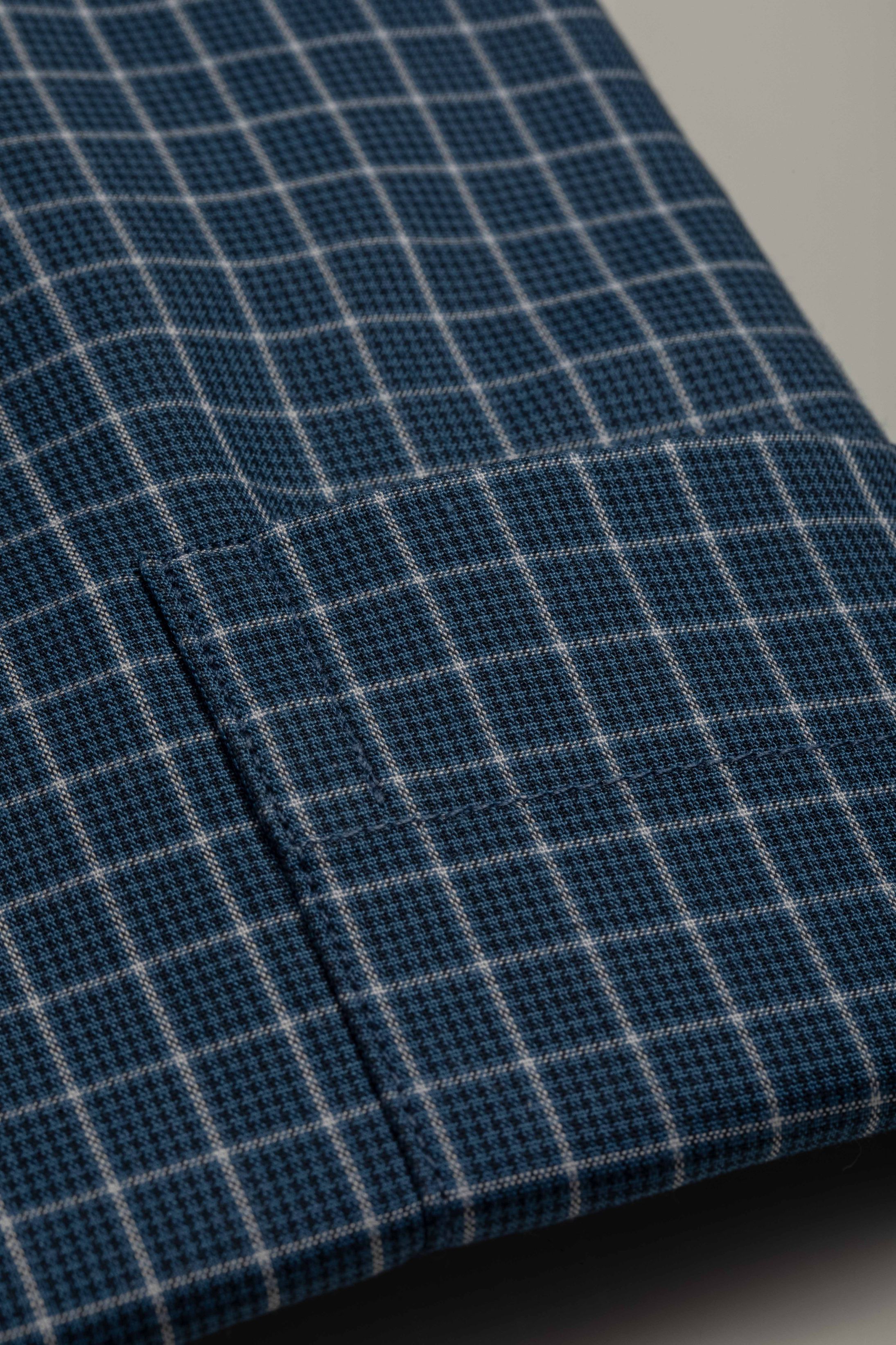 Camisa Manga Longa Regular Quadriculado Marinho