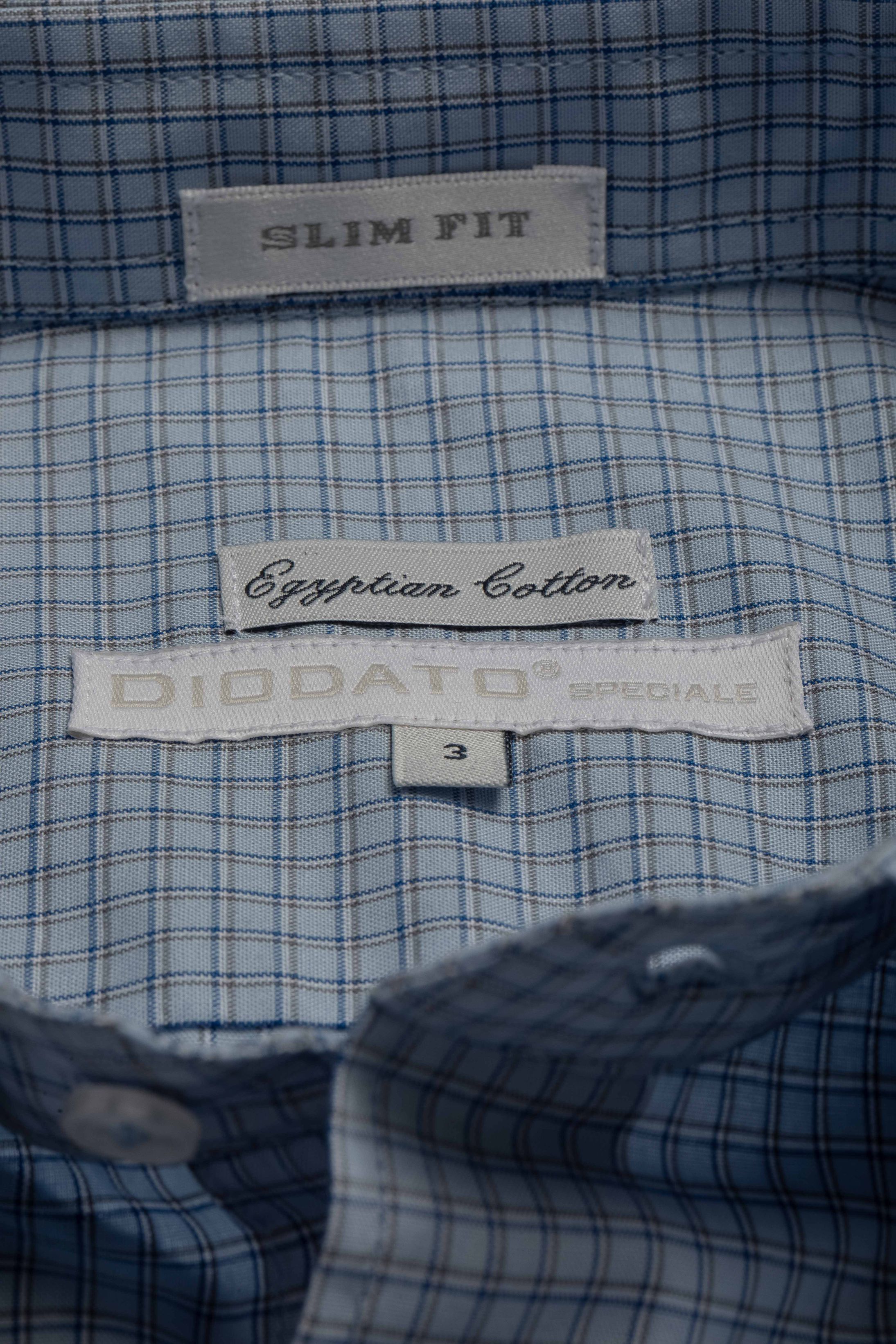 Camisa Manga Longa Slim fit Quadriculdo Azul