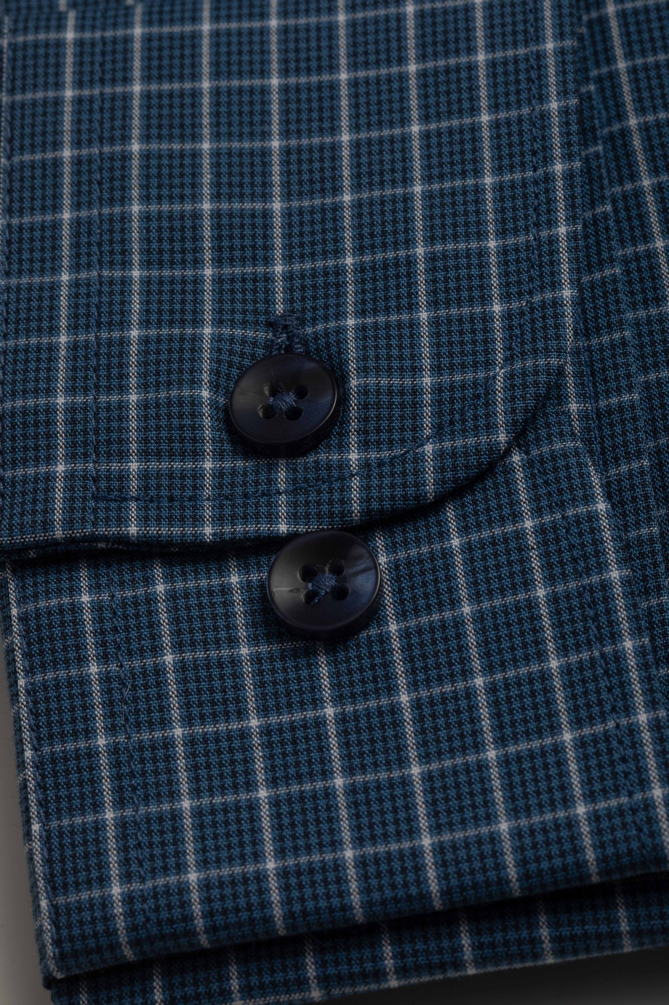 Camisa Manga Longa Slim fit Quadriculdo Marinho