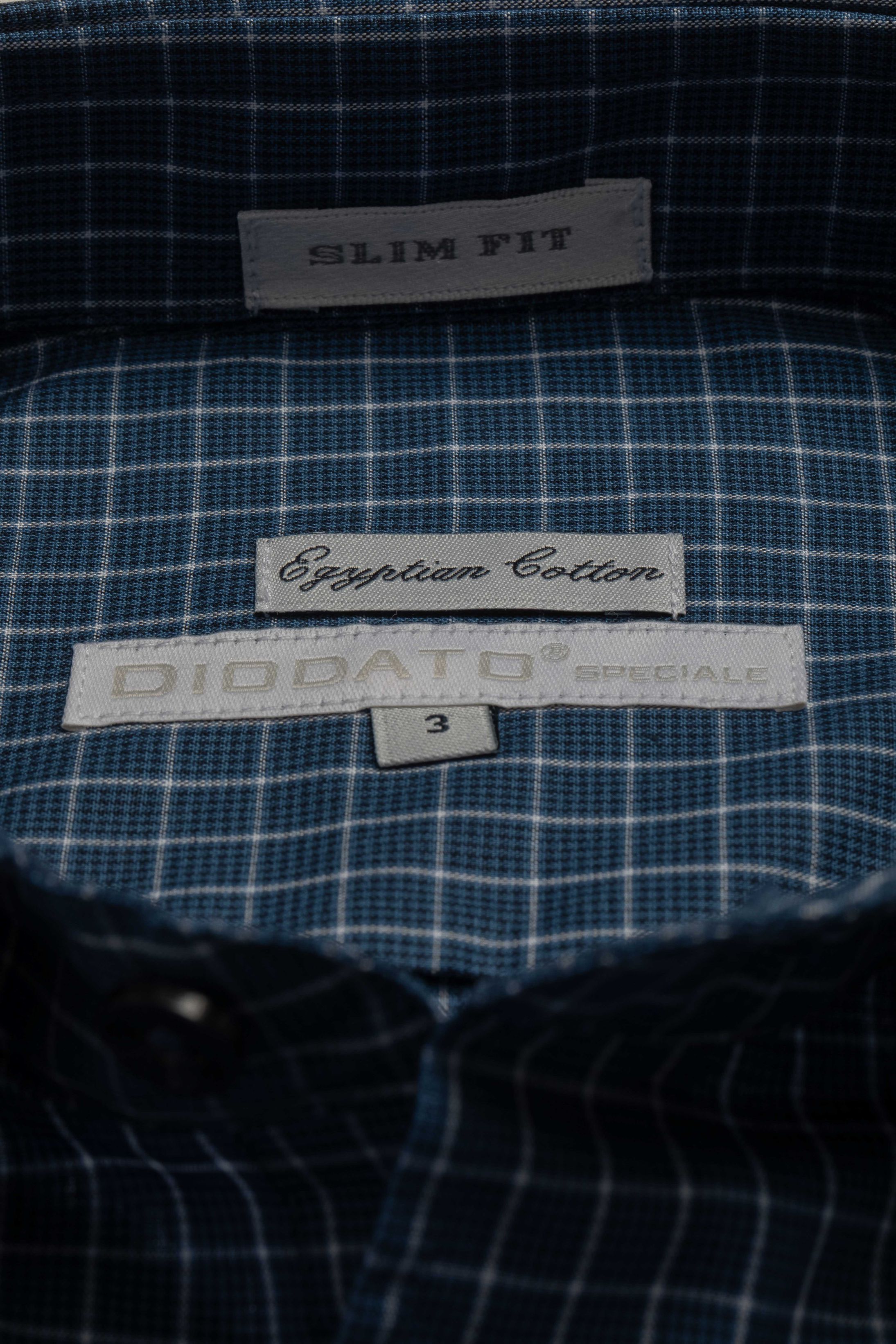 Camisa Manga Longa Slim fit Quadriculdo Marinho