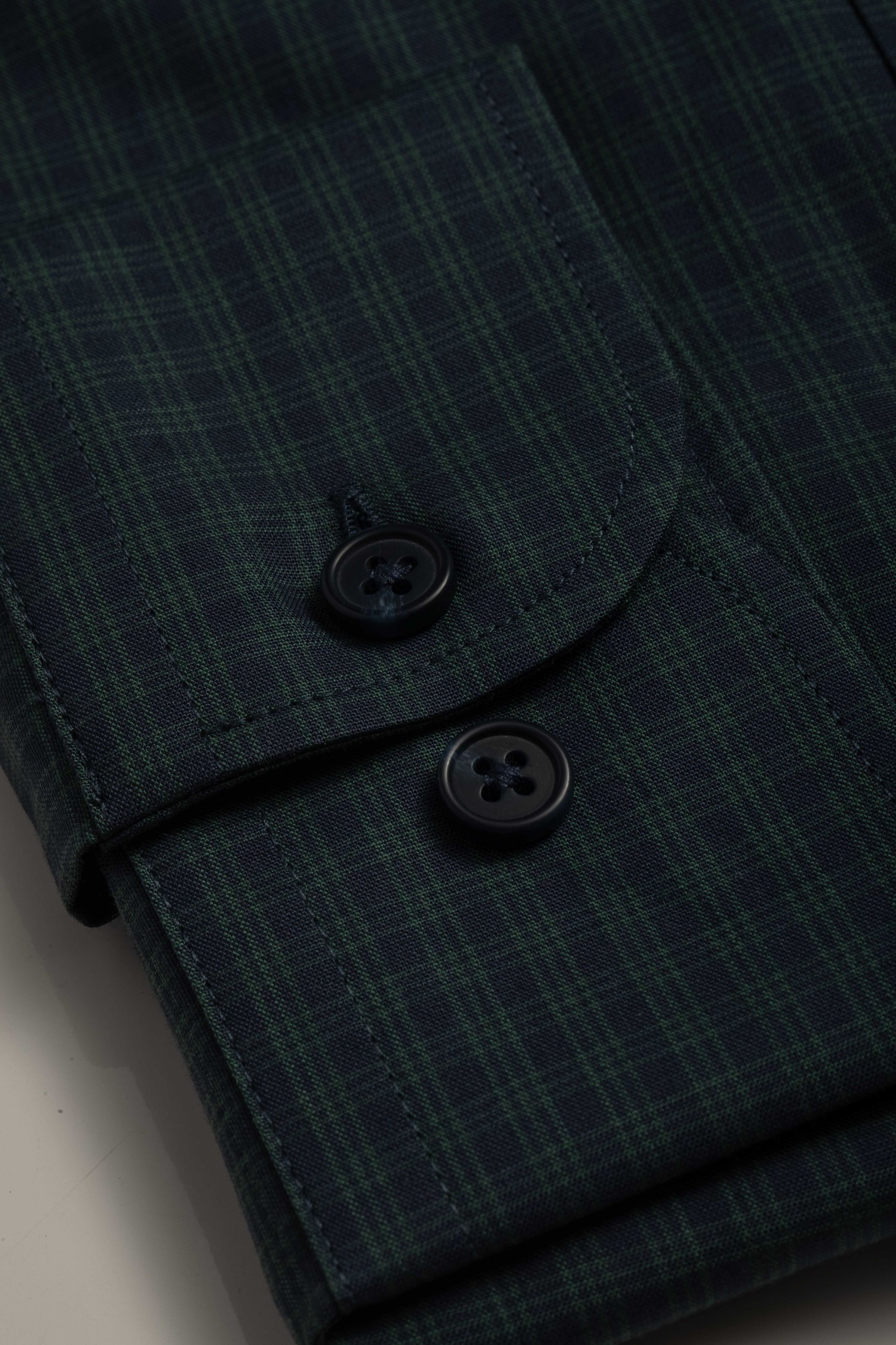 Camisa Manga Longa Slim fit Marinho Quadriculdo Verde