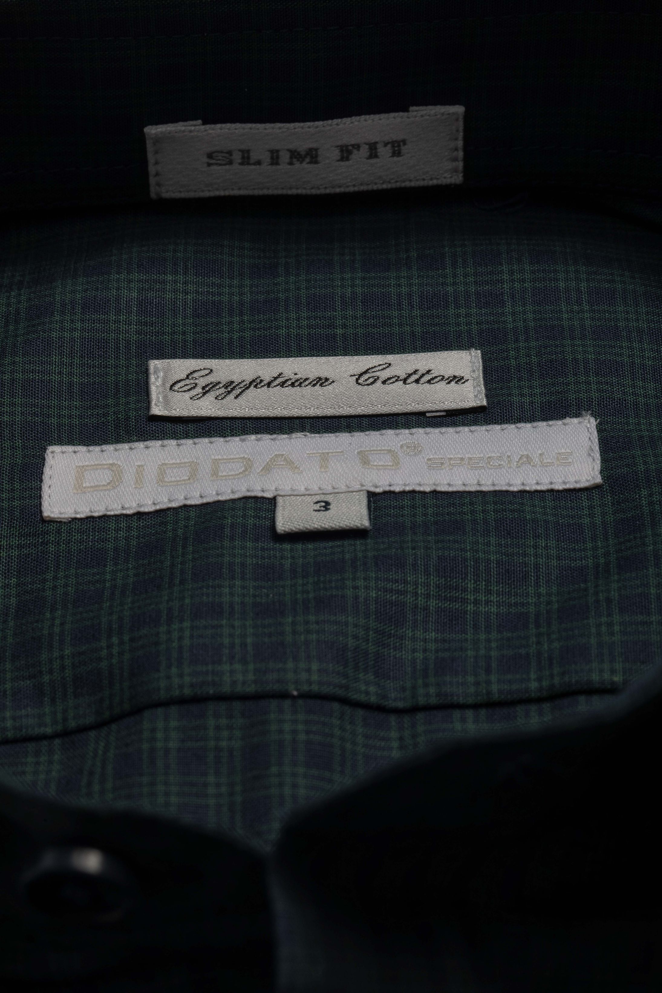 Camisa Manga Longa Slim fit Marinho Quadriculdo Verde