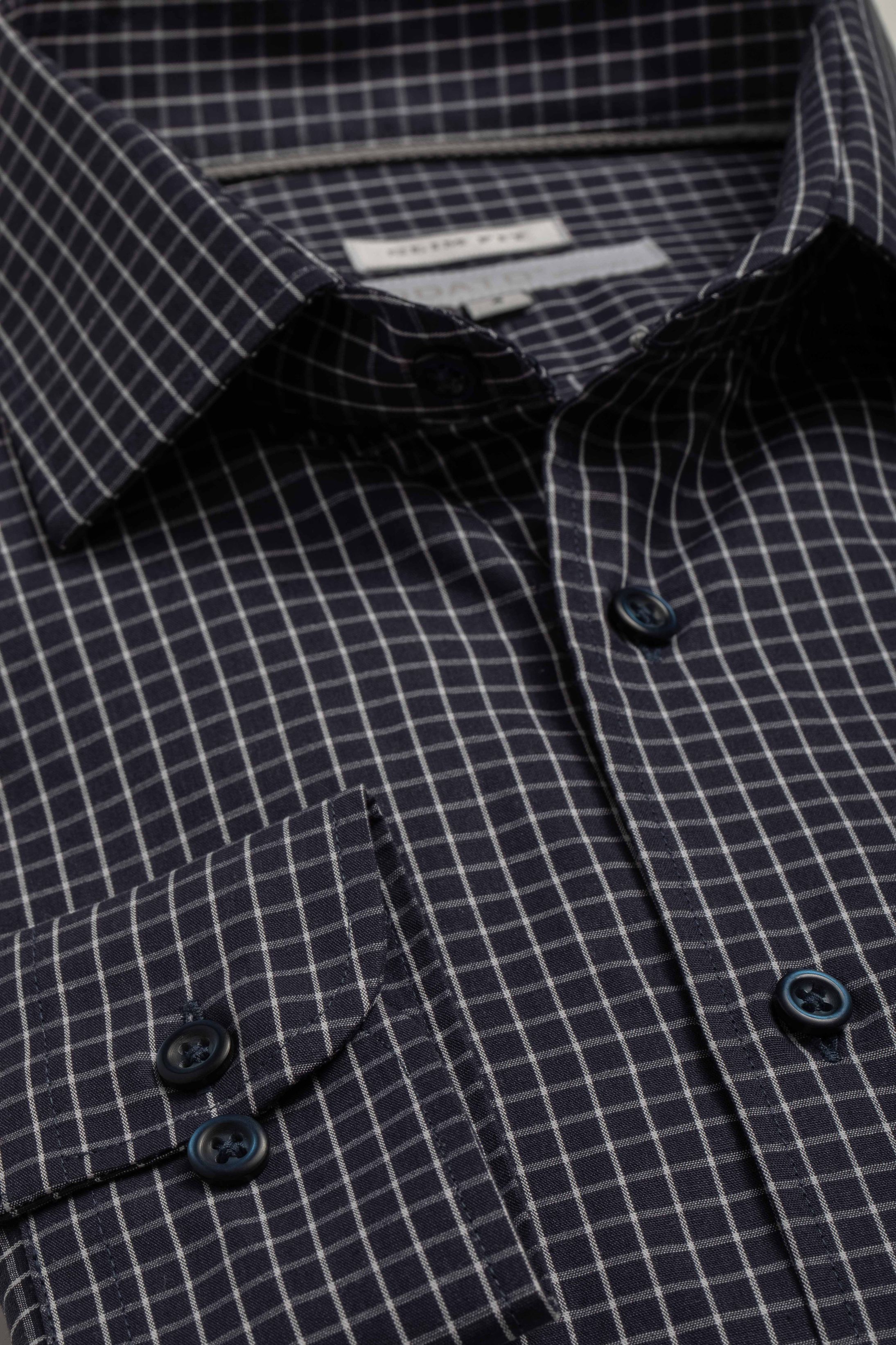 Camisa Manga Longa Slim fit Marinho quadriculado