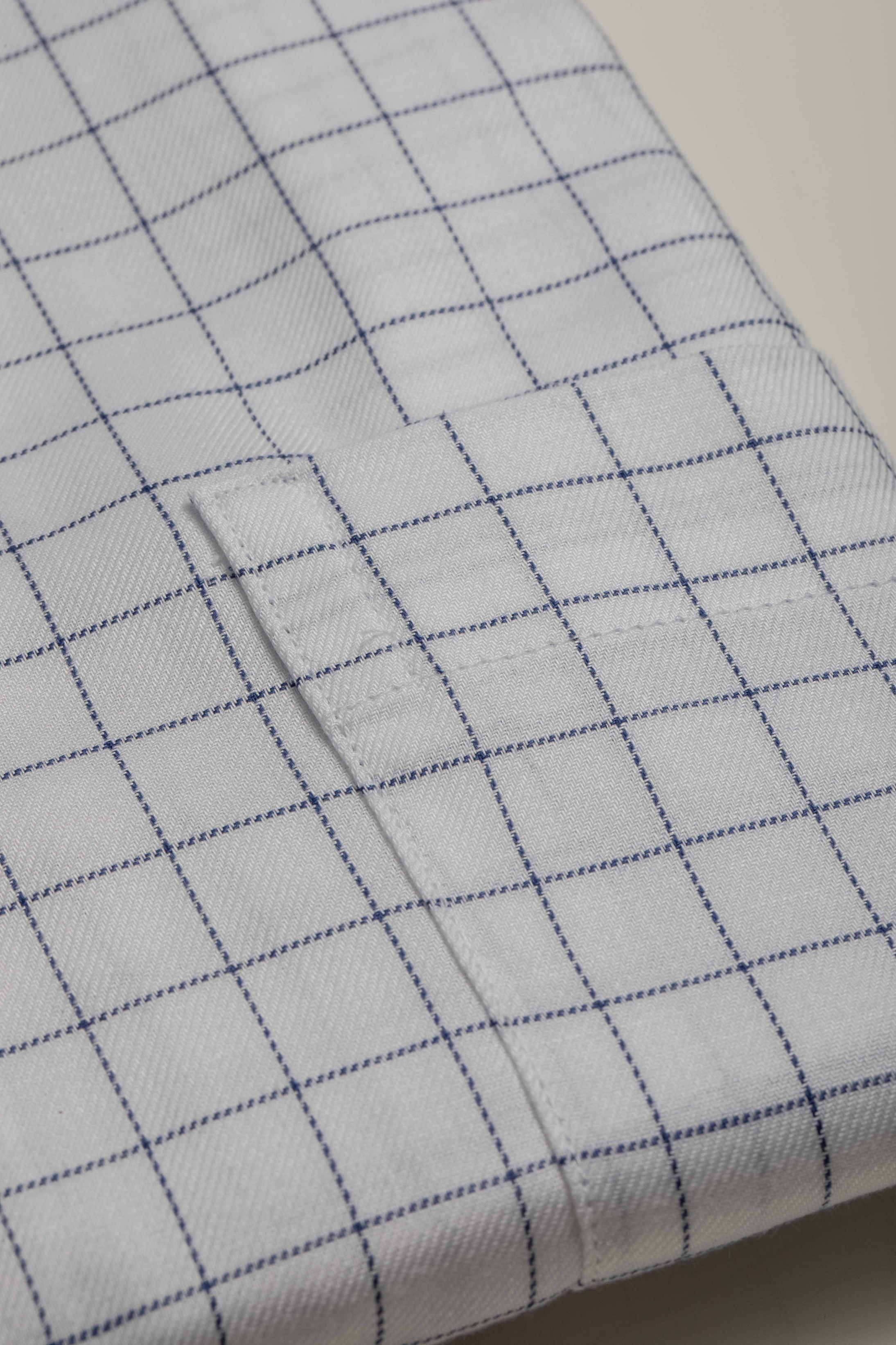 Camisa Manga Longa Regular Branco Xadrez Azul