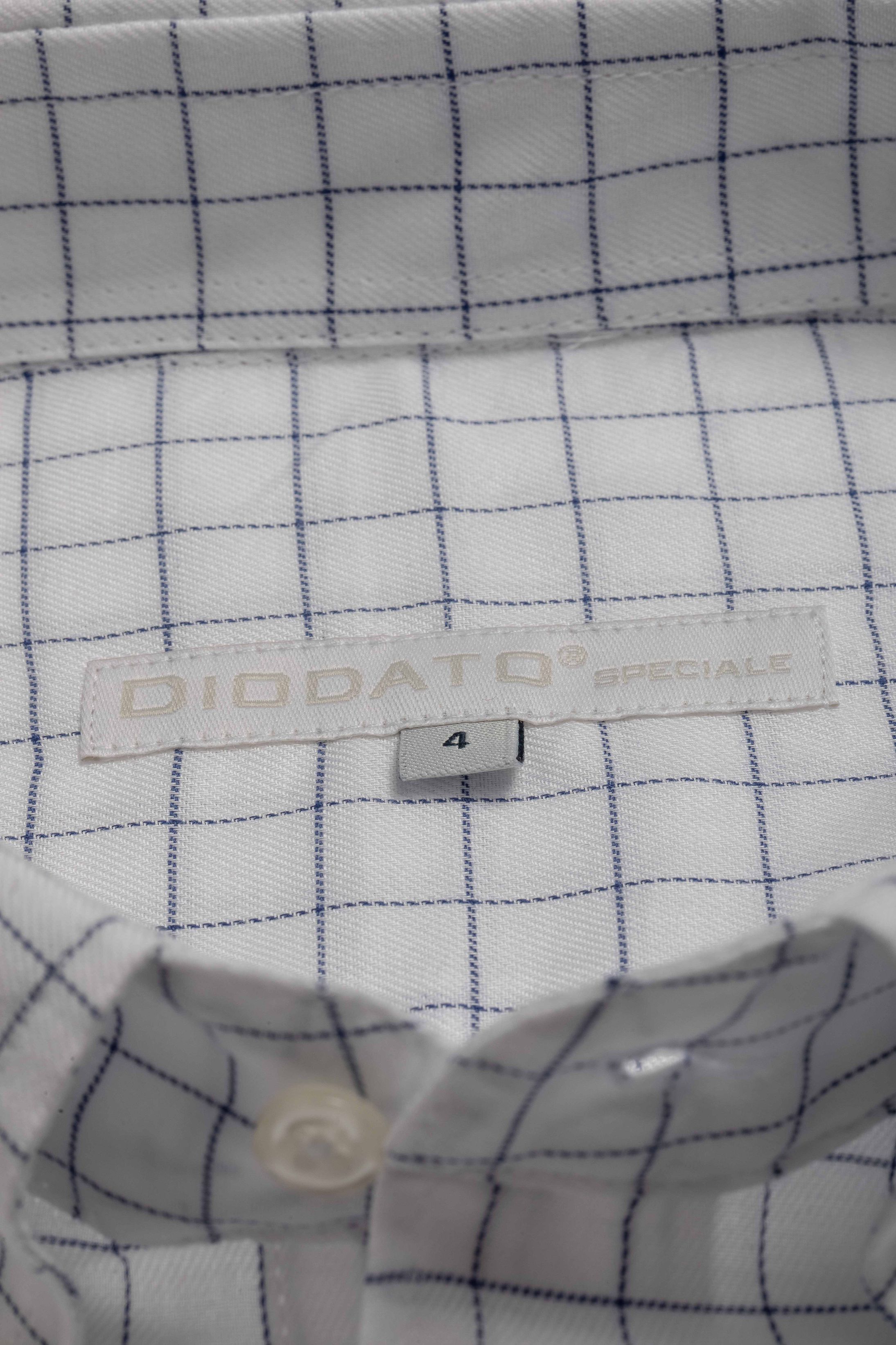 Camisa Manga Longa Regular Branco Xadrez Azul