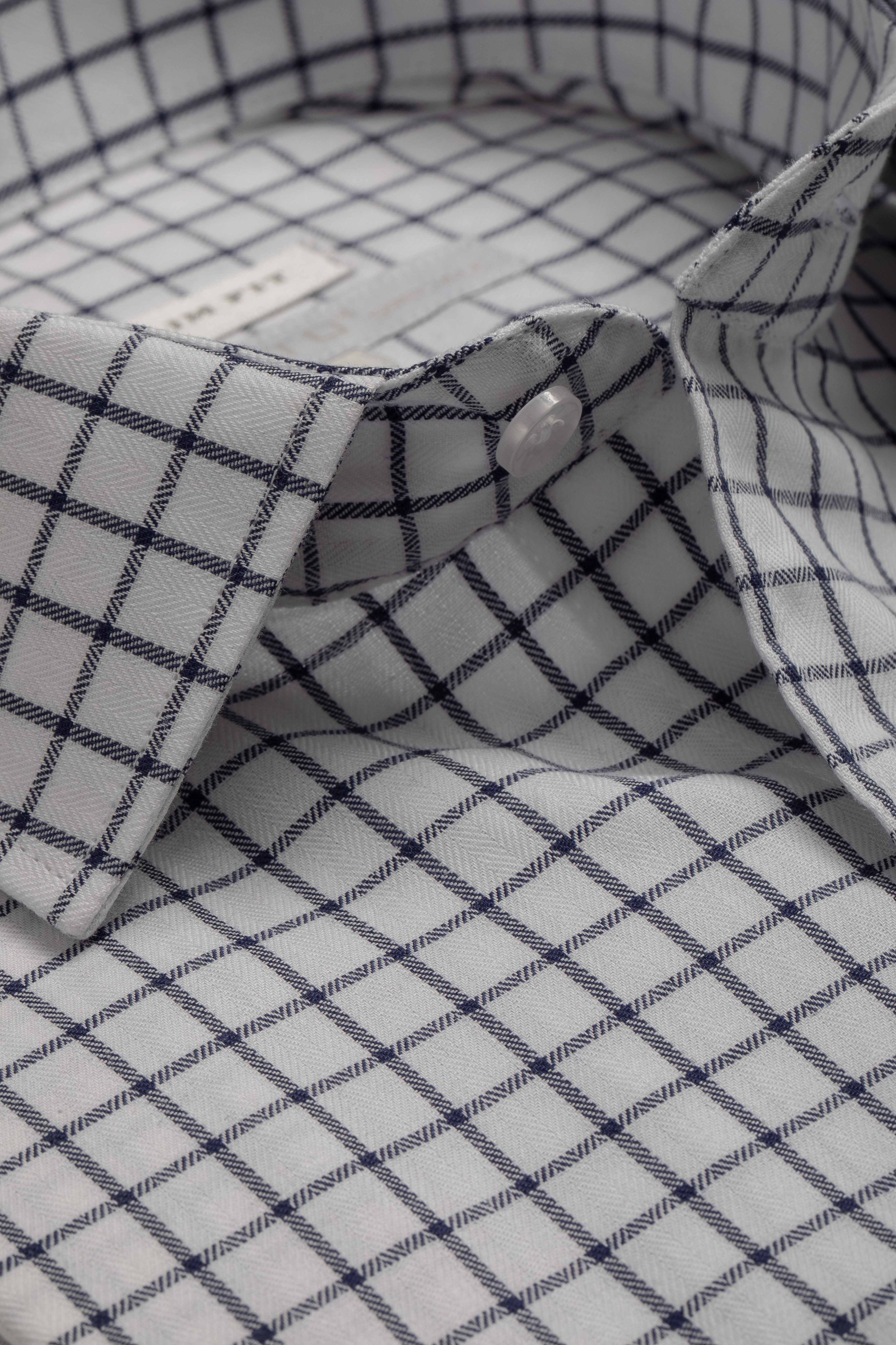 Camisa Manga Longa Slim fit Quadriculdo Marinho - Diodato Alfaiataria