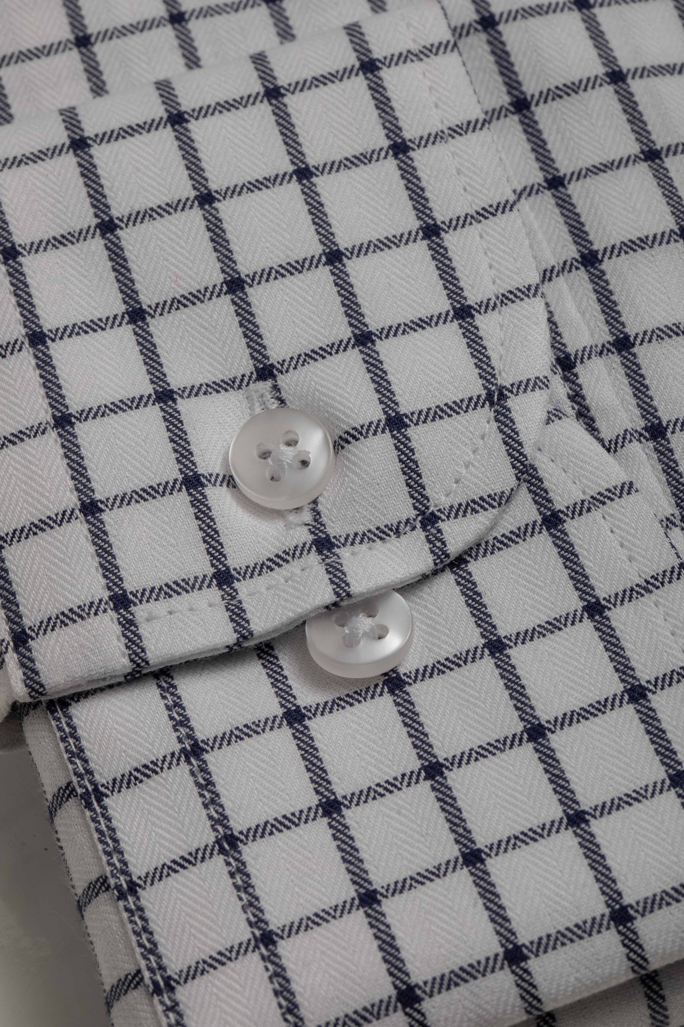 Camisa Manga Longa Slim fit Quadriculdo Marinho 