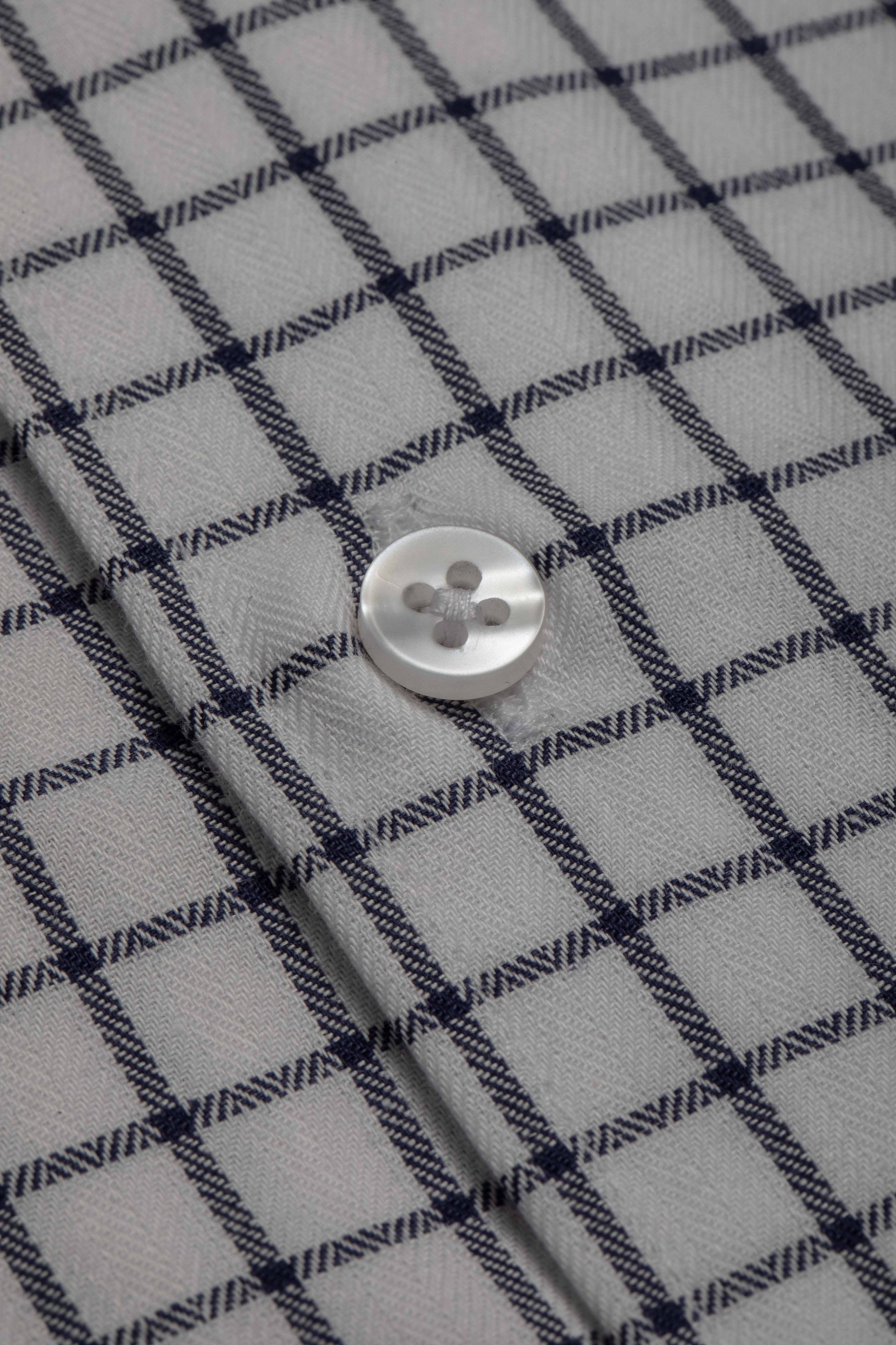 Camisa Manga Longa Slim fit Quadriculdo Marinho 