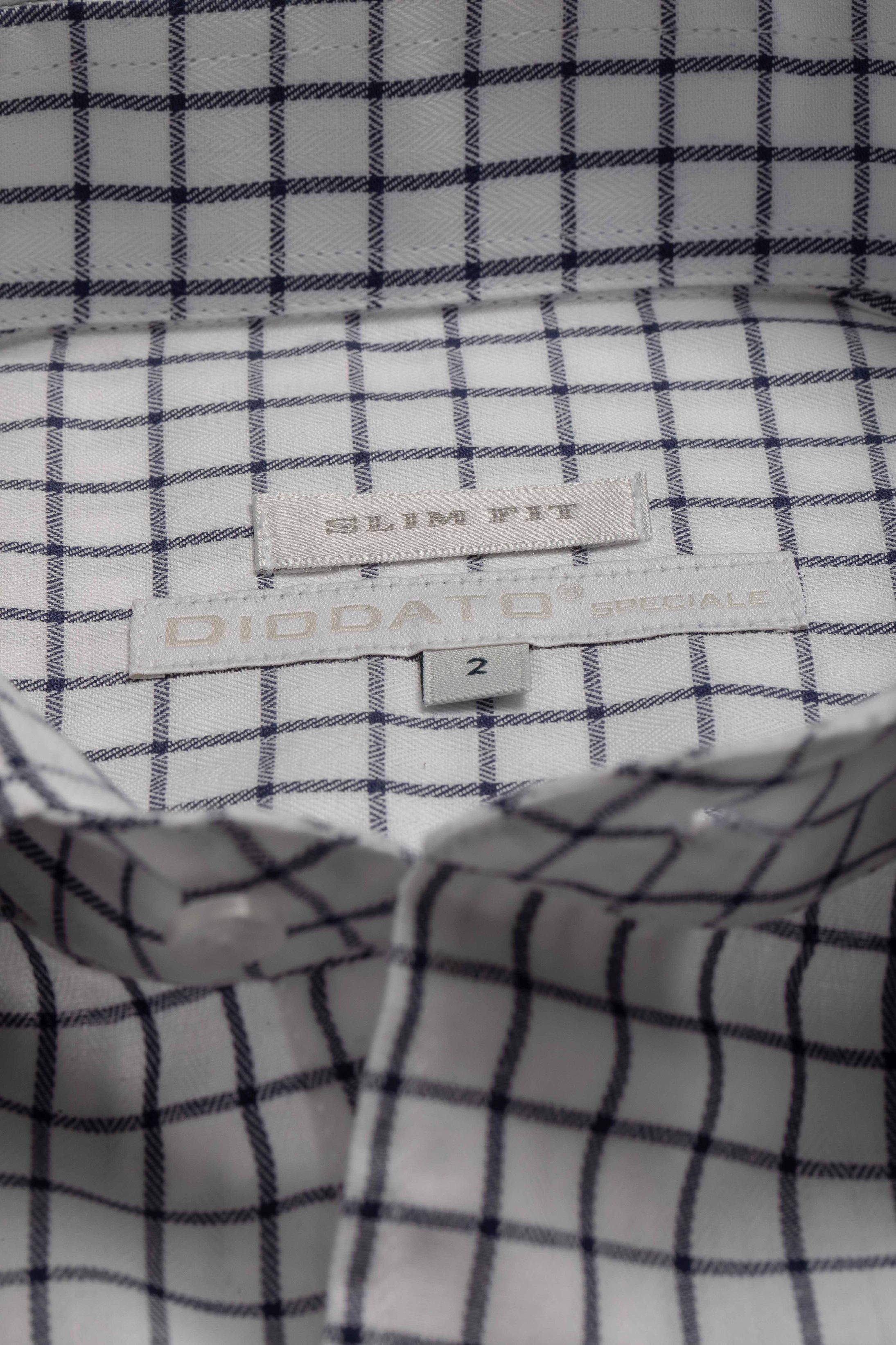 Camisa Manga Longa Slim fit Quadriculdo Marinho 