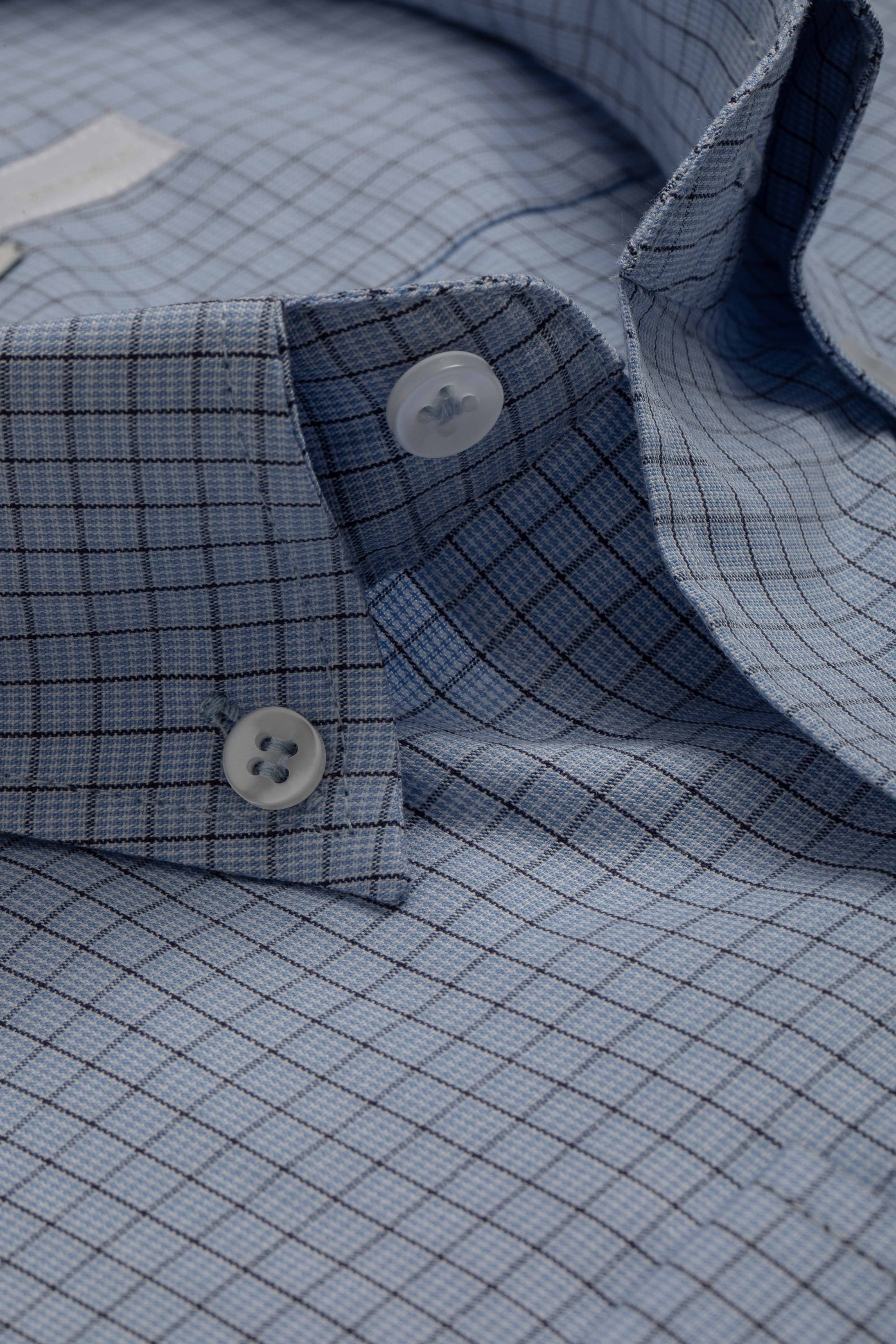 Camisa Manga Longa Regular Quadriculado Azul - Diodato Alfaiataria