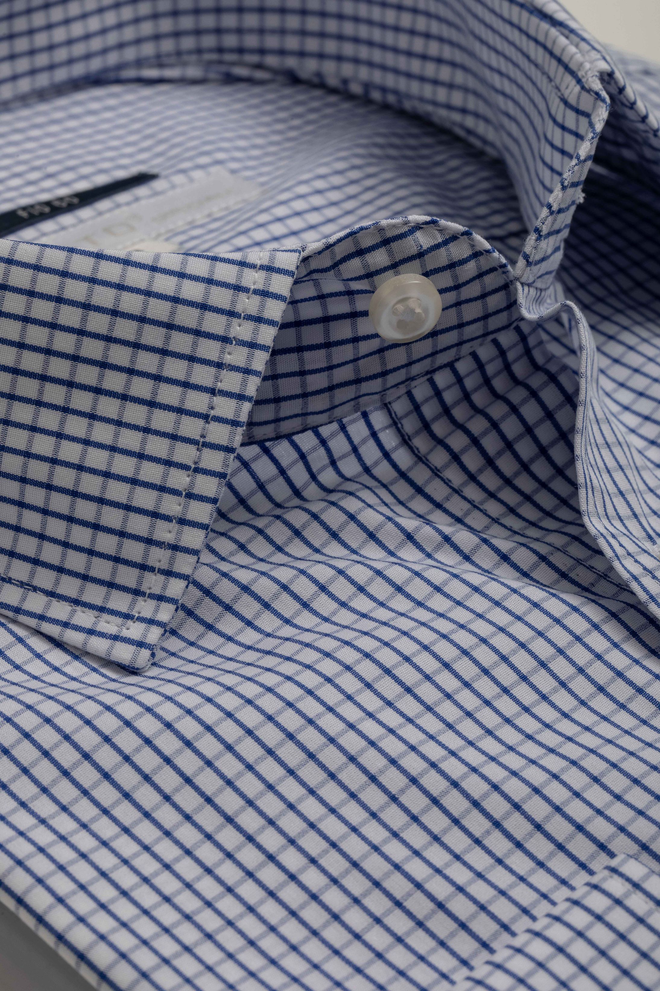 Camisa Manga Longa Slim fit Quadriculdo Marinho - Diodato Alfaiataria