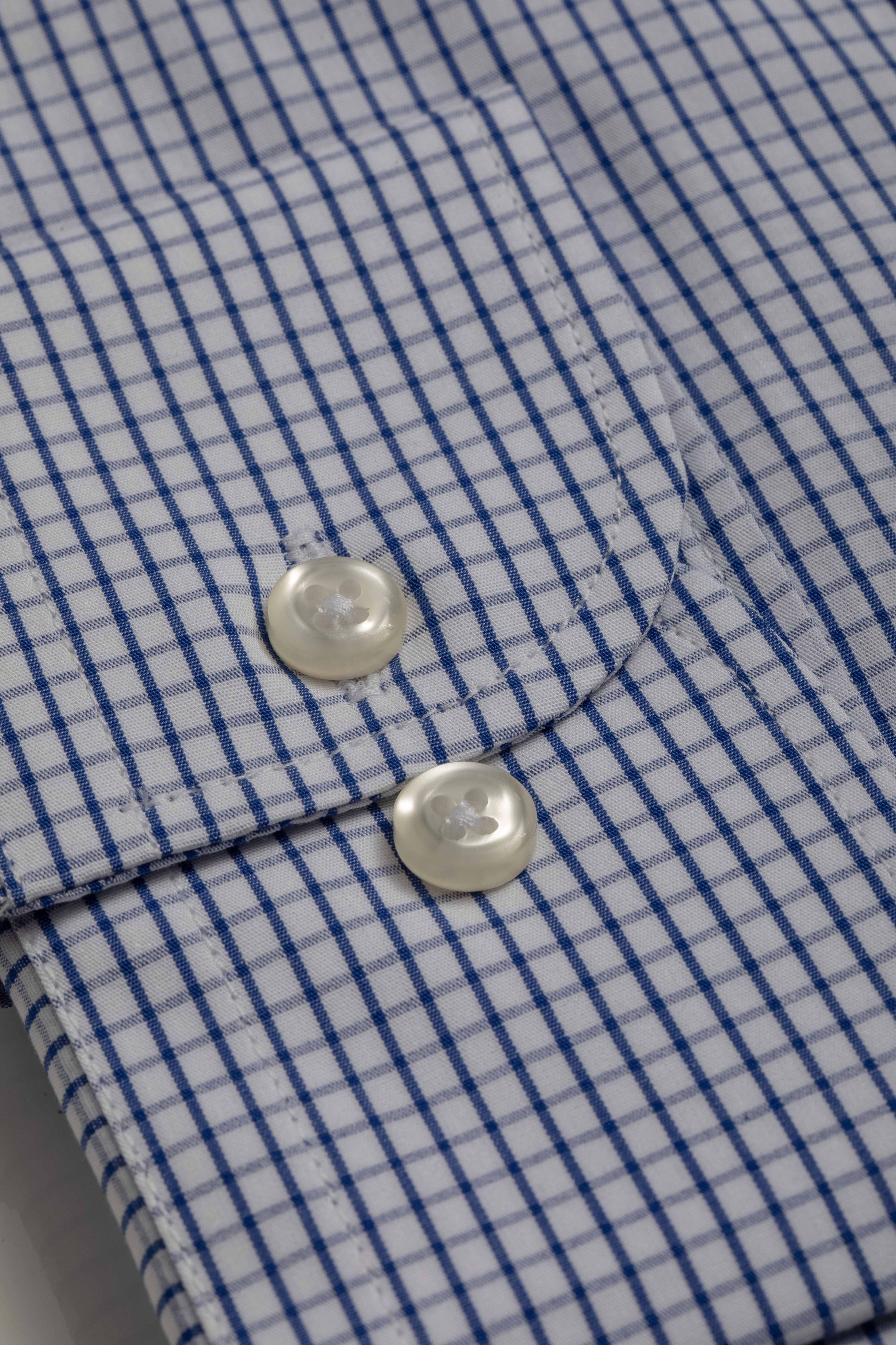 Camisa Manga Longa Slim fit Quadriculdo Marinho 