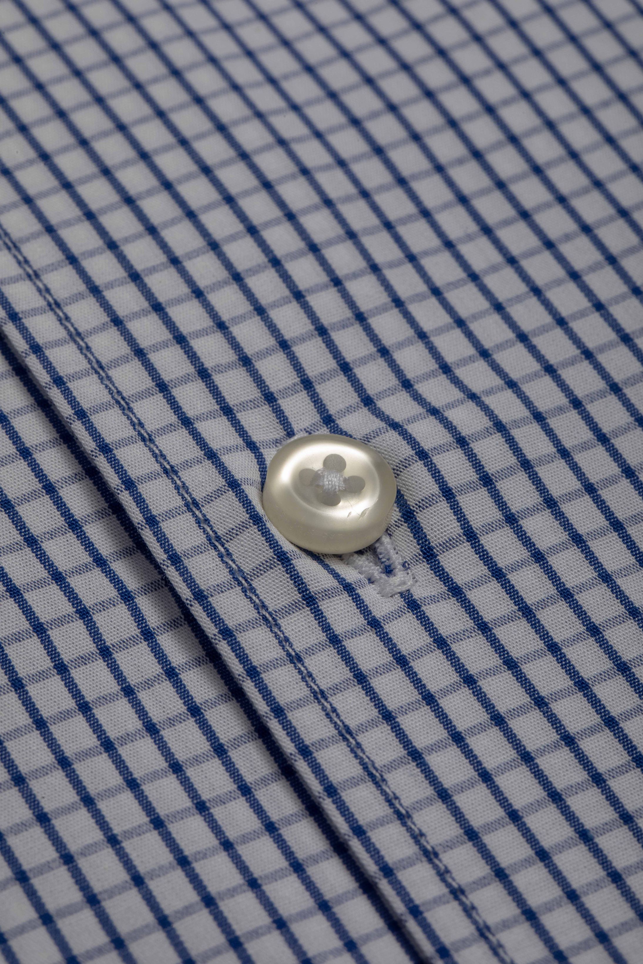 Camisa Manga Longa Slim fit Quadriculdo Marinho 