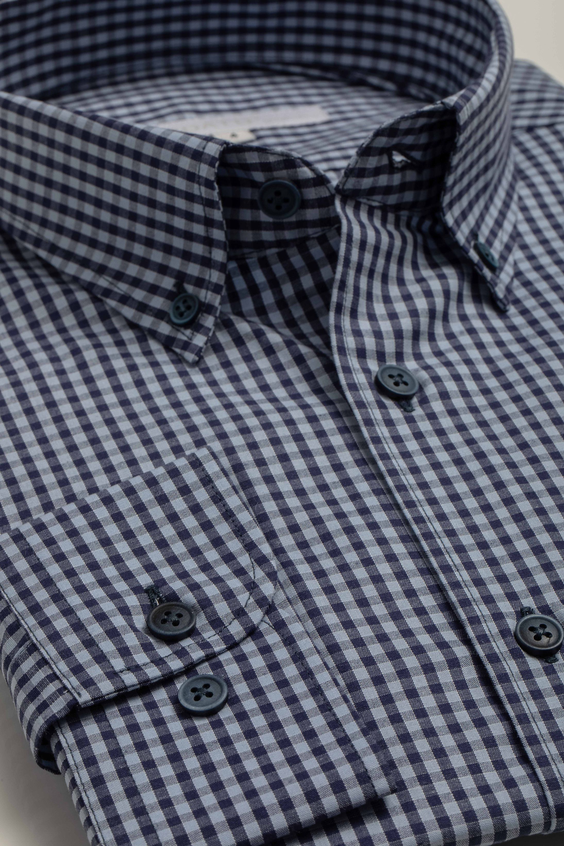 Camisa Manga Longa Regular Quadriculado Marinho - Diodato Alfaiataria
