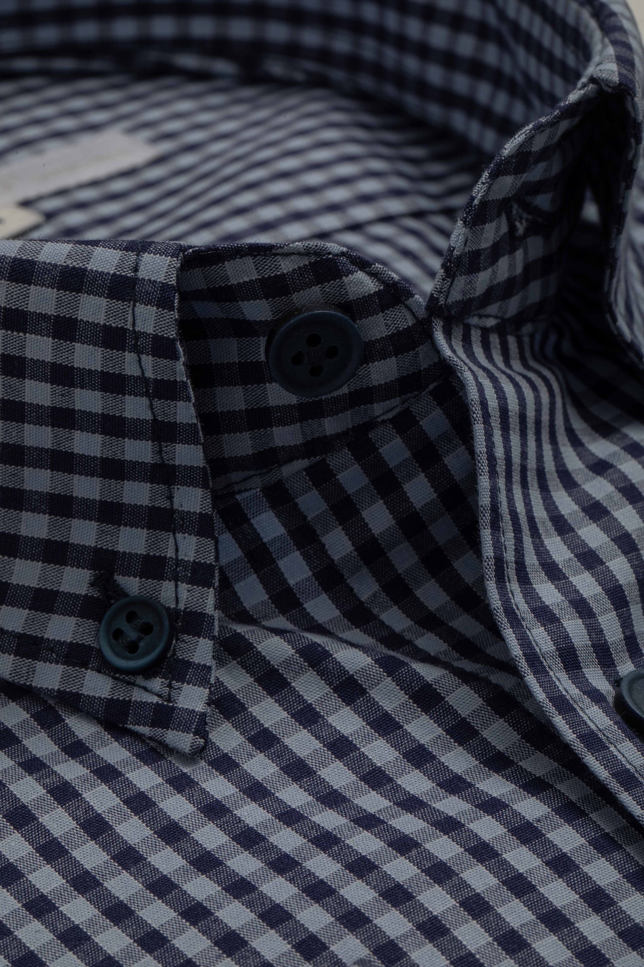 Camisa Manga Longa Regular Quadriculado Marinho